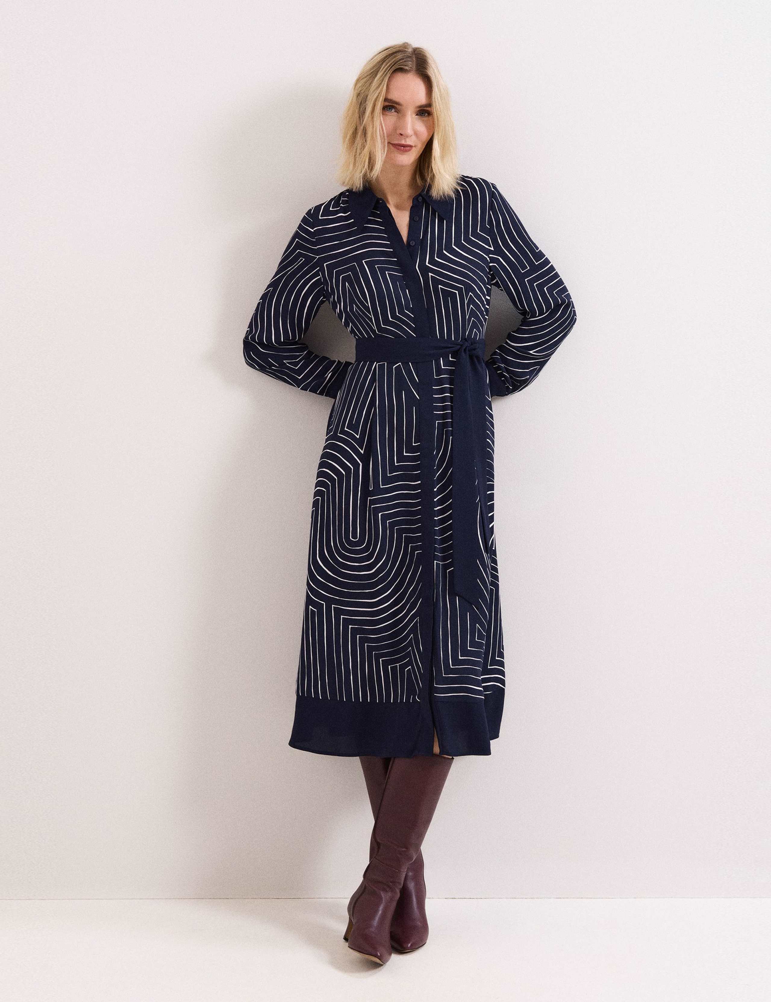 Printed Midi Shirt Dress