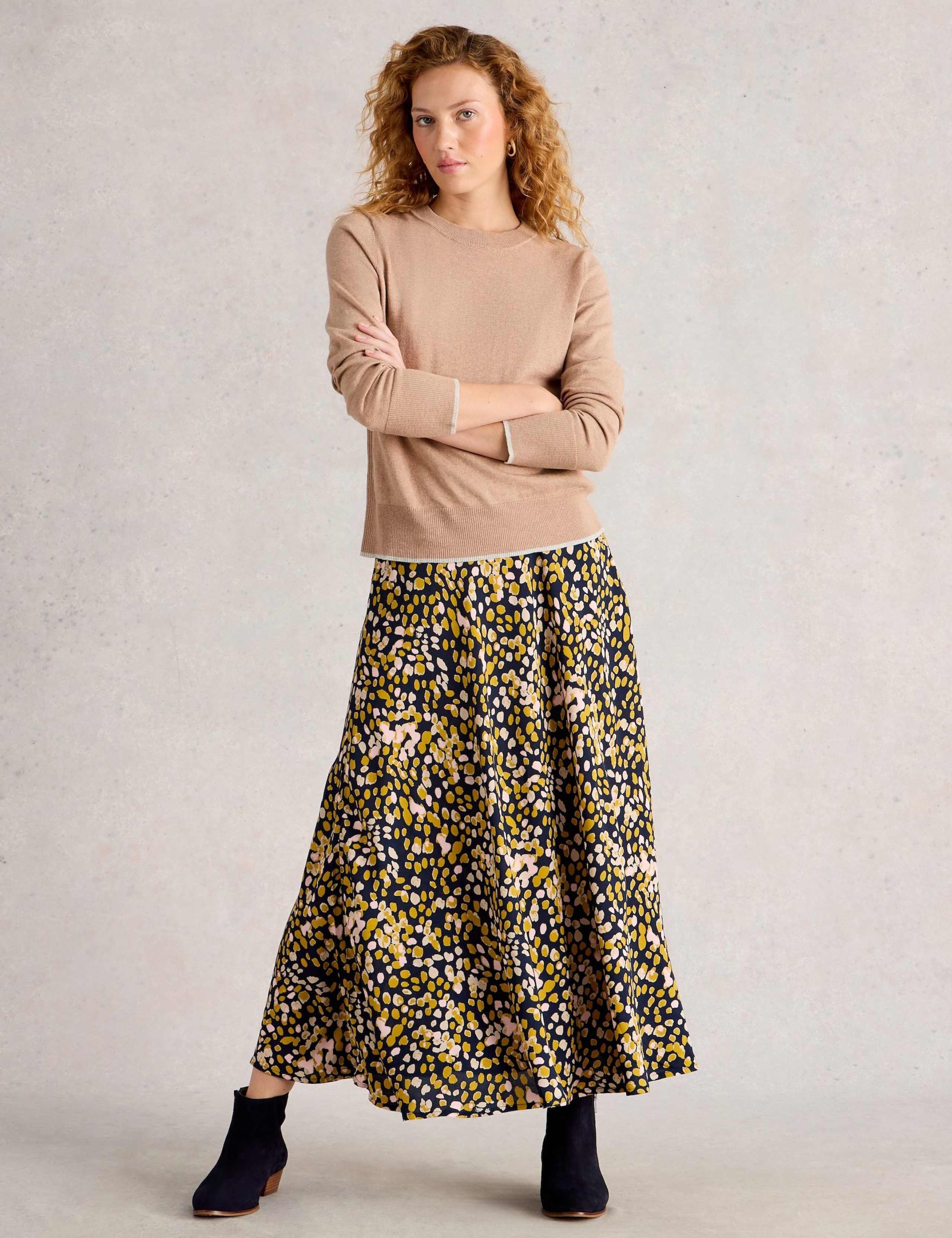 Merino Wool Blend Tipped Crew Neck Jumper