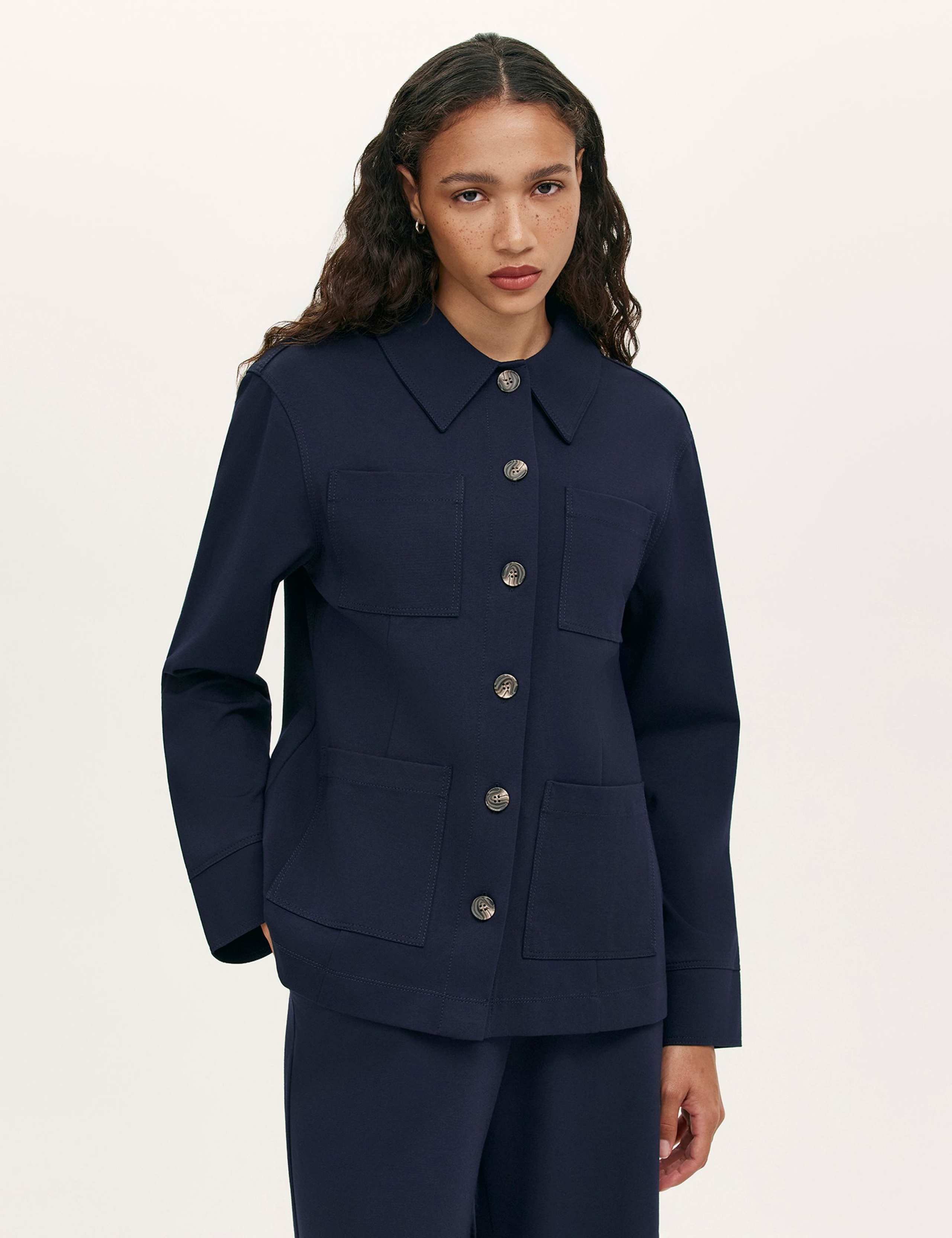 Ponte Jersey Collared Jacket