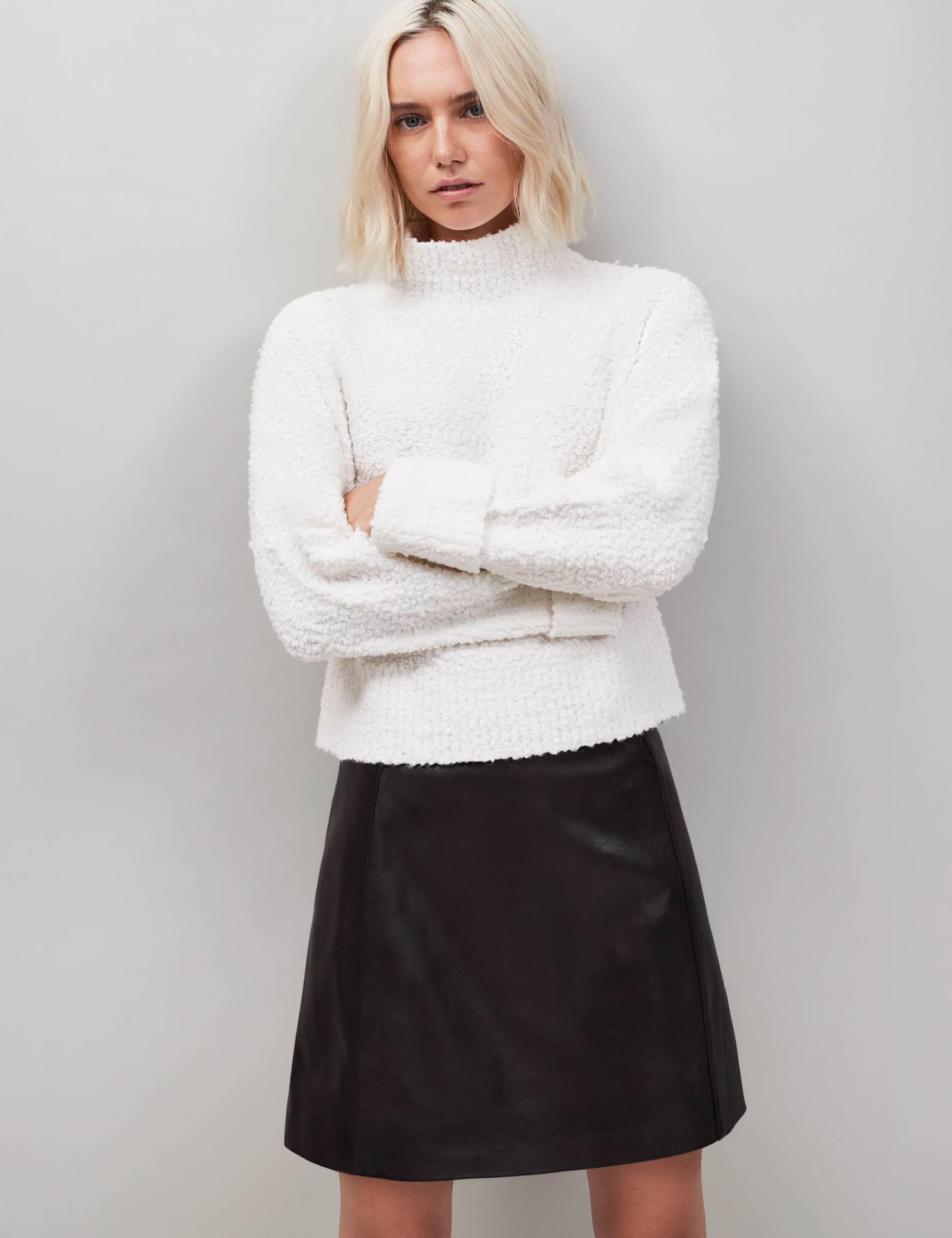 Leather Mini A-Line Skirt