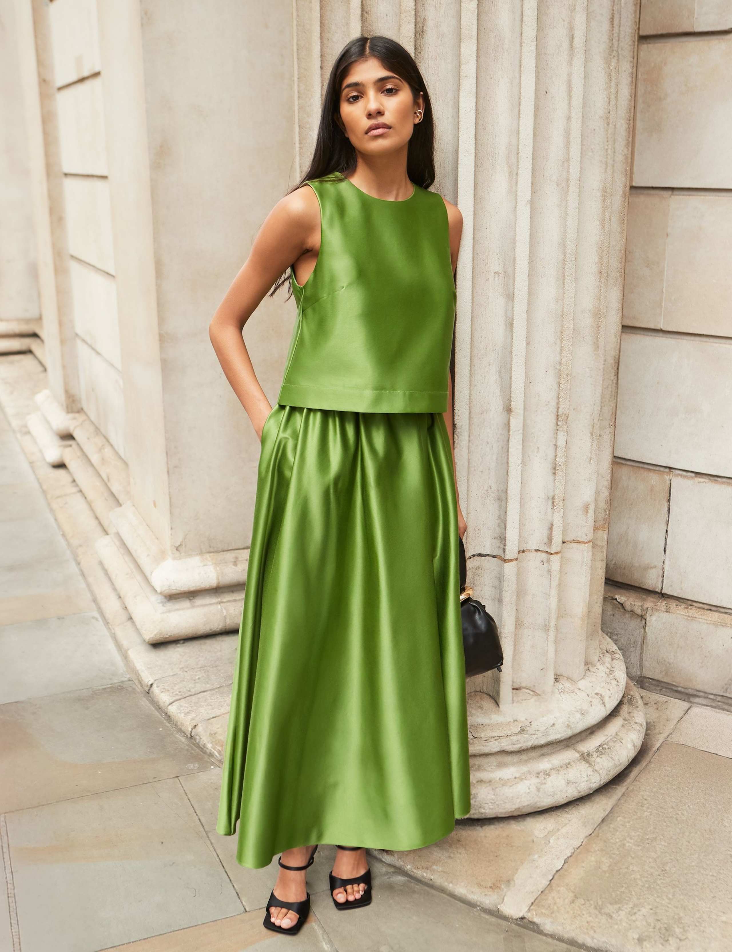 Satin Midaxi A-Line Skirt