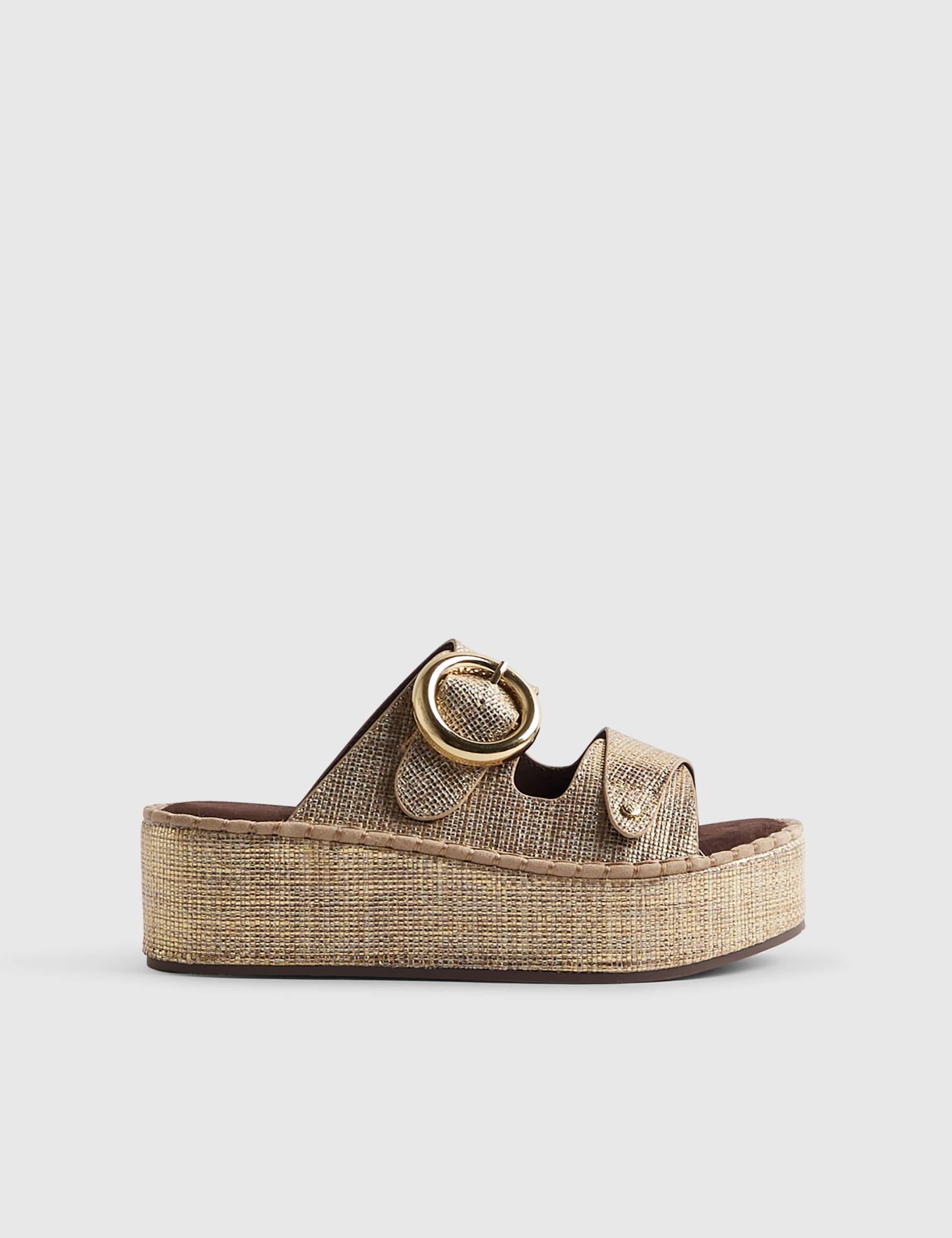 Ring Buckle Strap Wedge Sandals