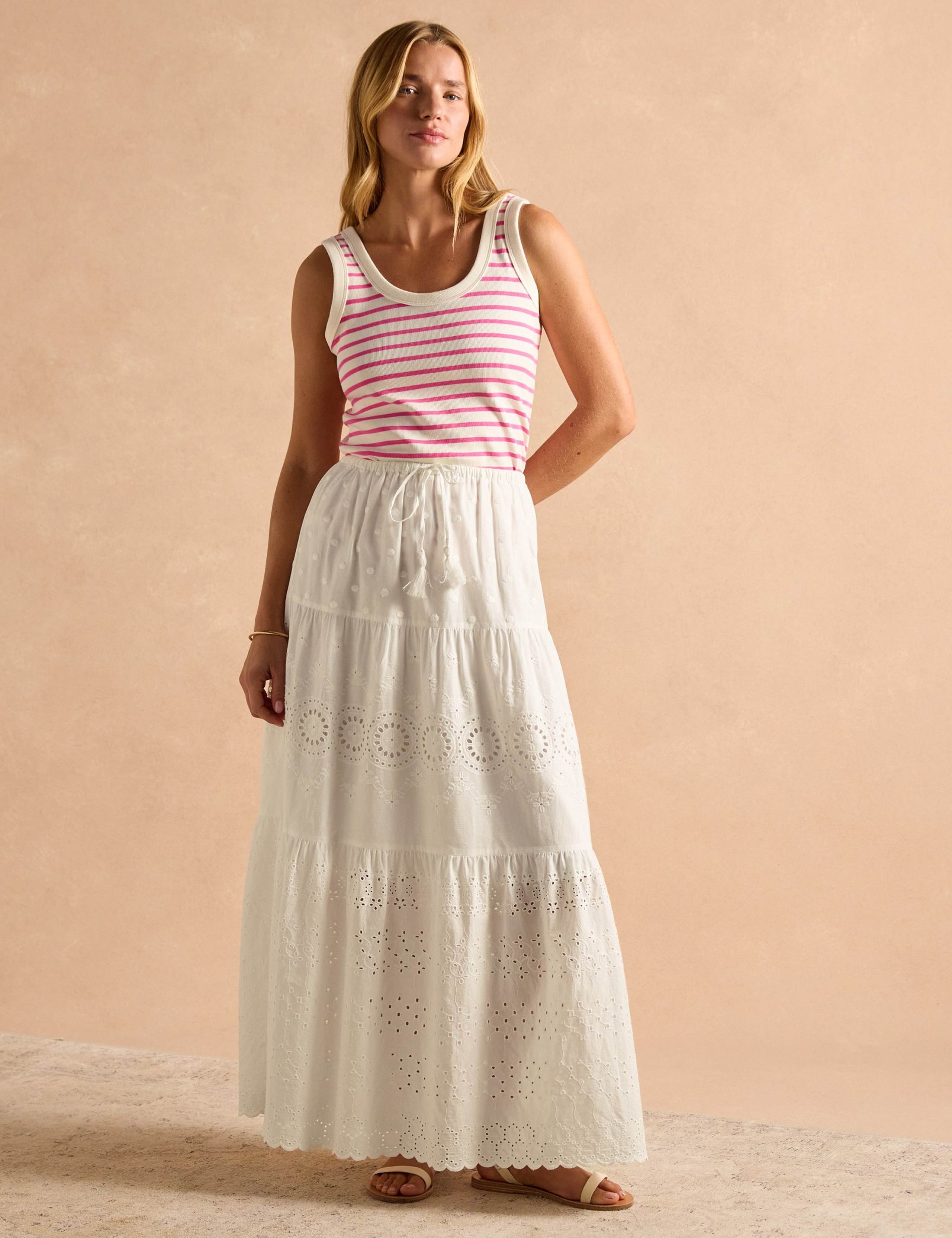 Cotton Rich Striped Scoop Neck Vest Top