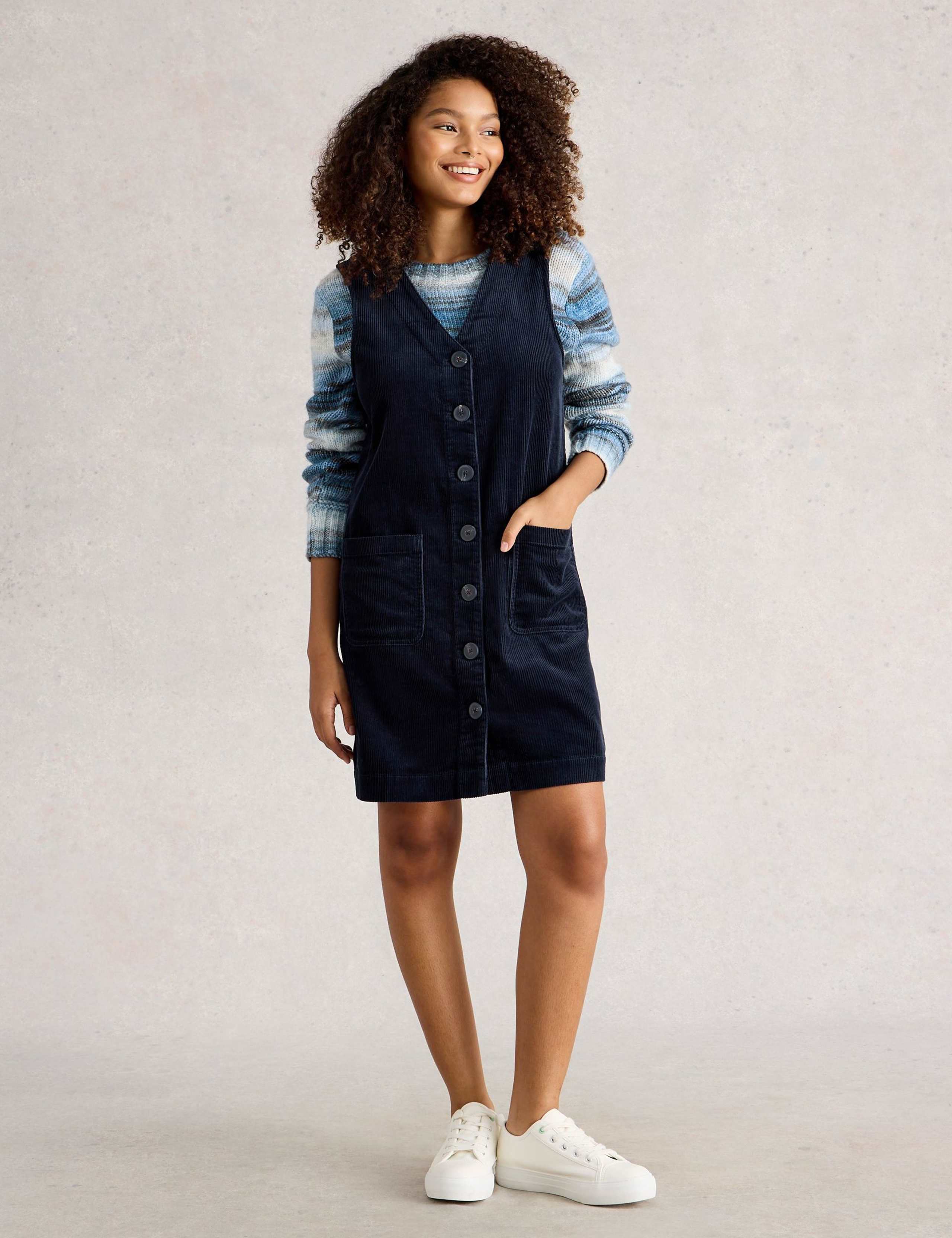 Cord Mini Pinafore Dress