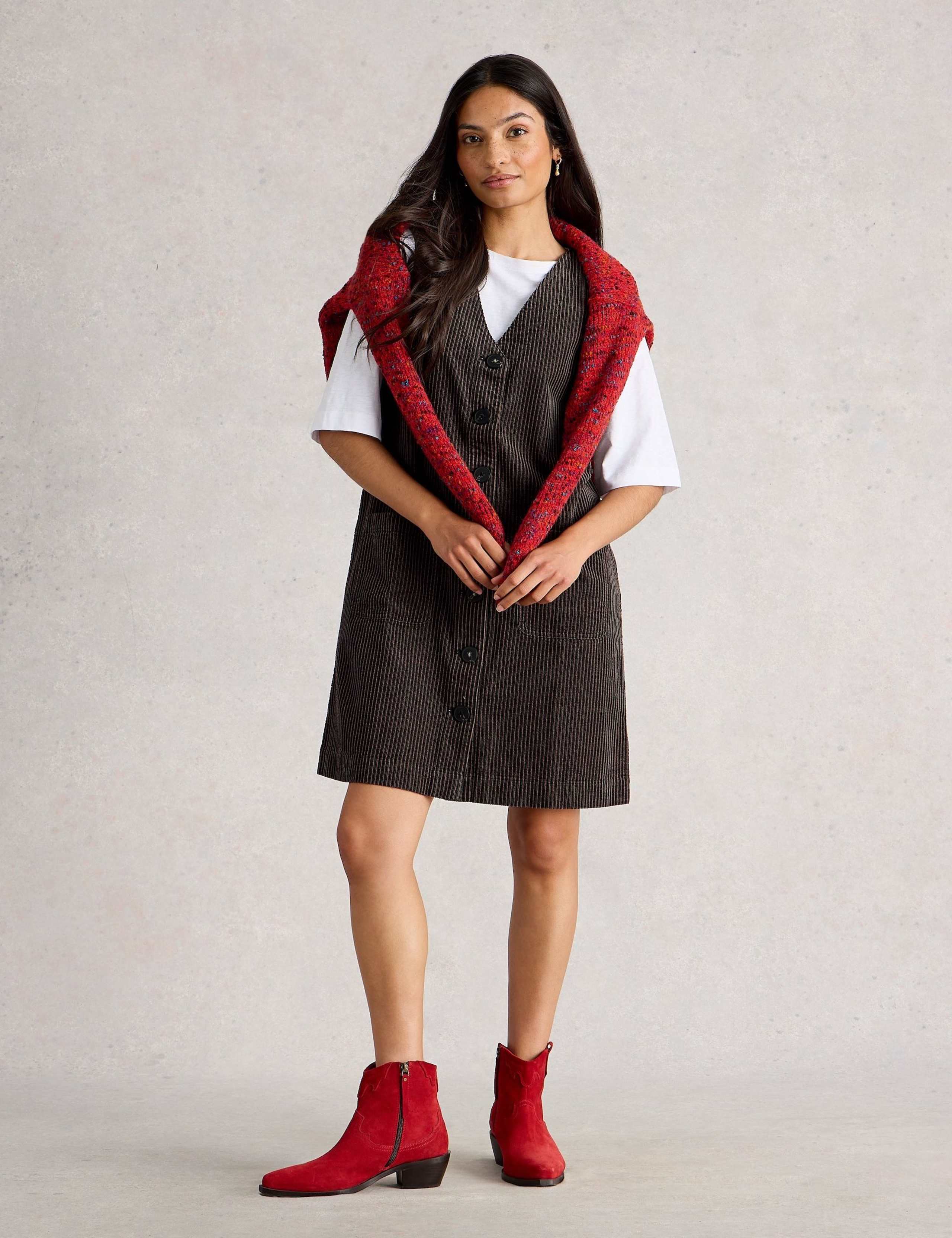 Cord Mini Pinafore Dress