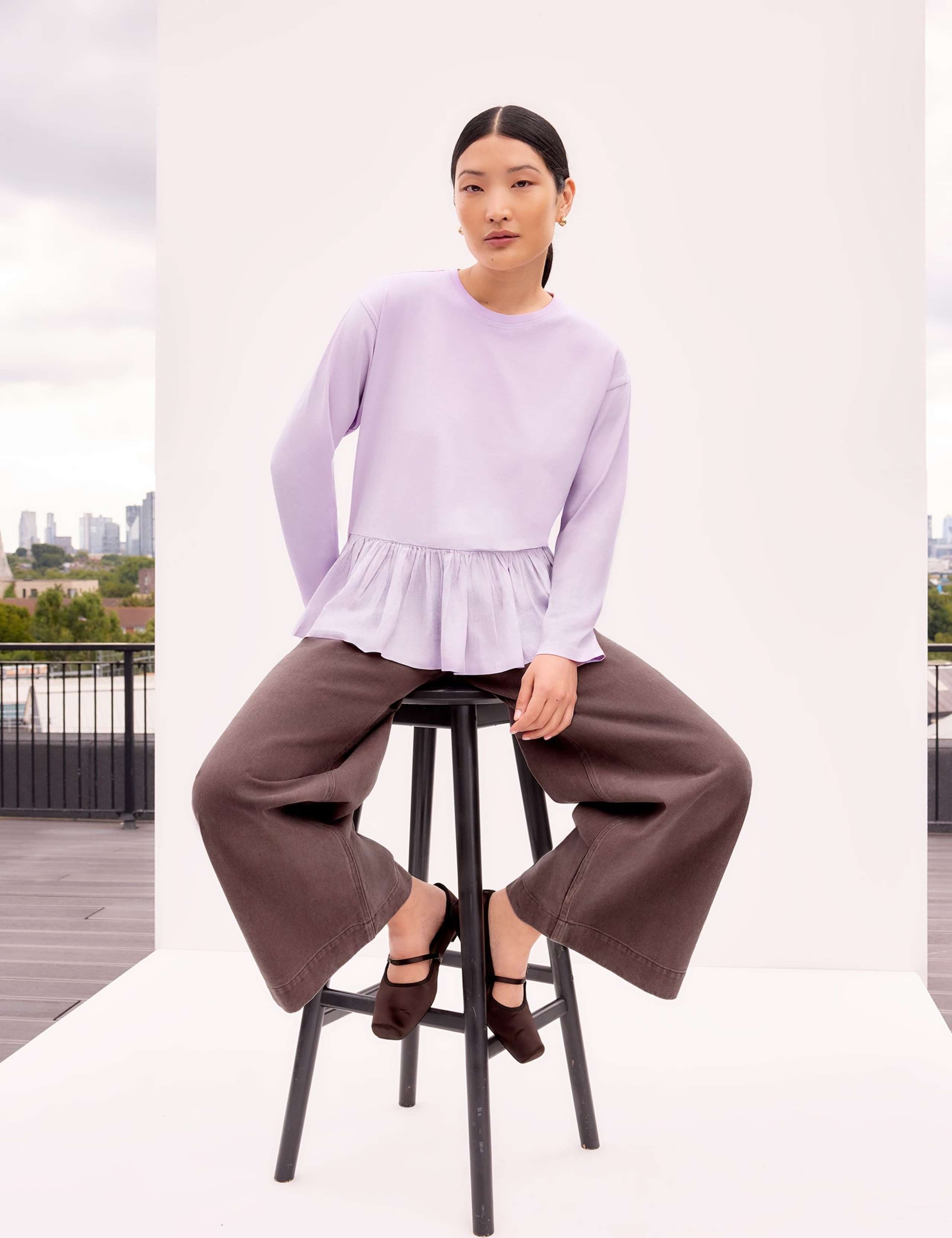 Pure Cotton Relaxed Peplum Top