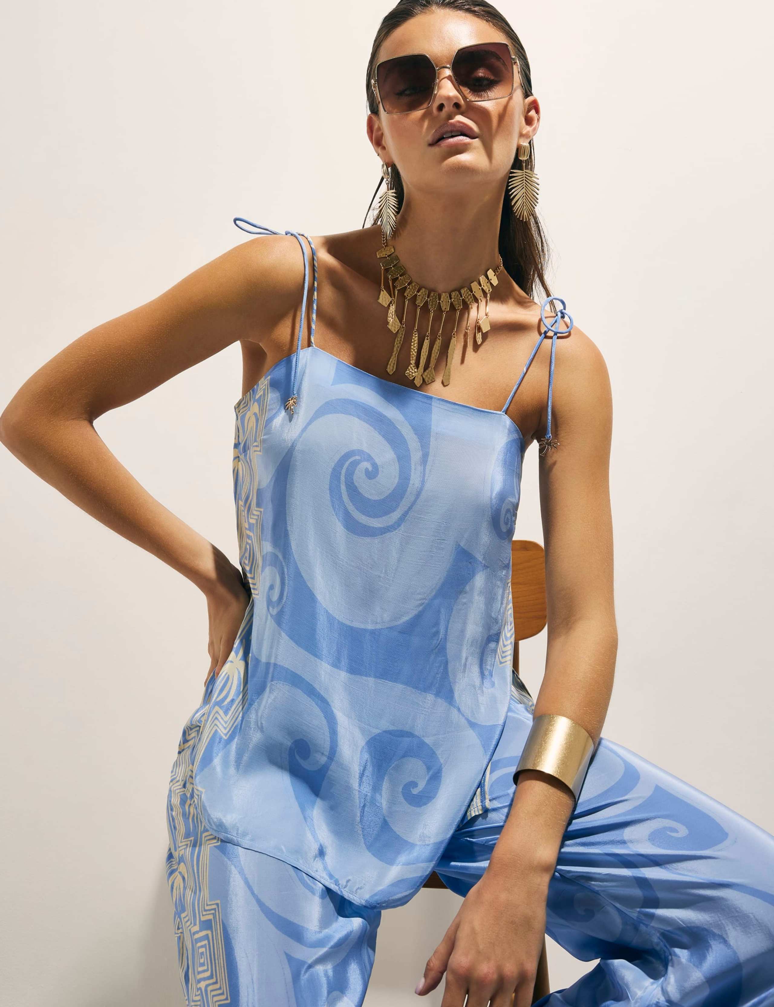 Abstract Print Square Neck Cami Top
