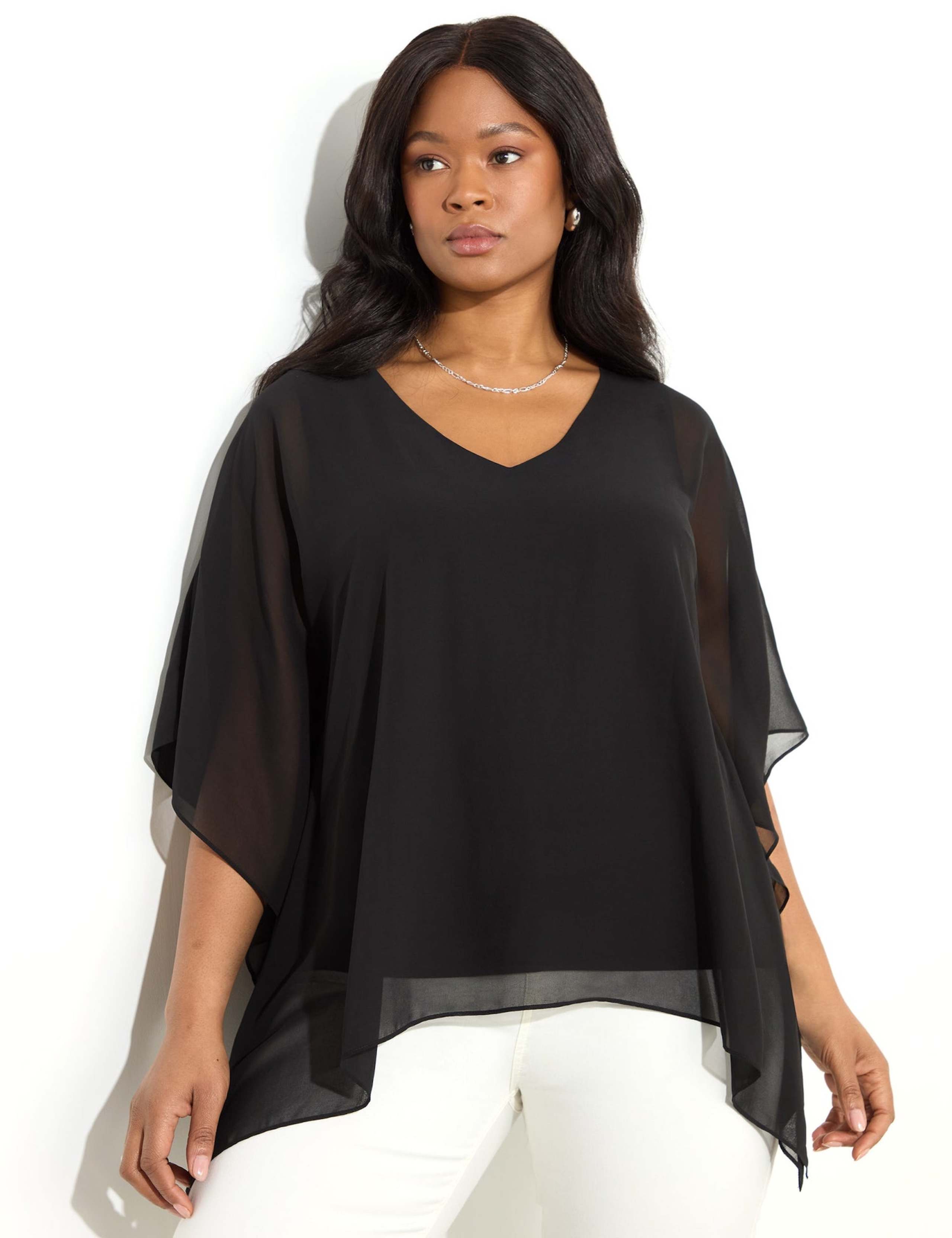 Hanky Hem Chiffon Overlay Top