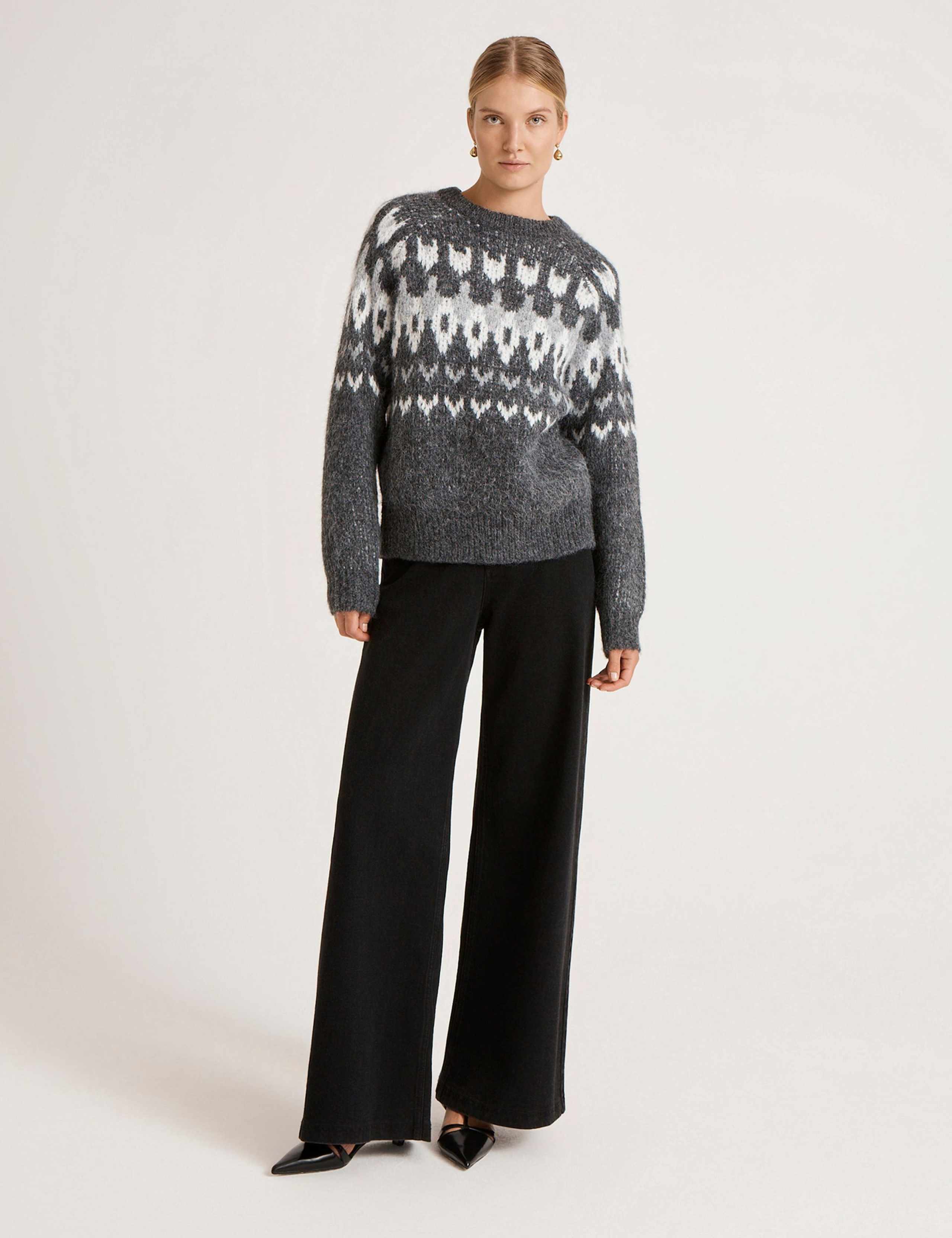 Fair Isle Crew Neck Jumper with Wool