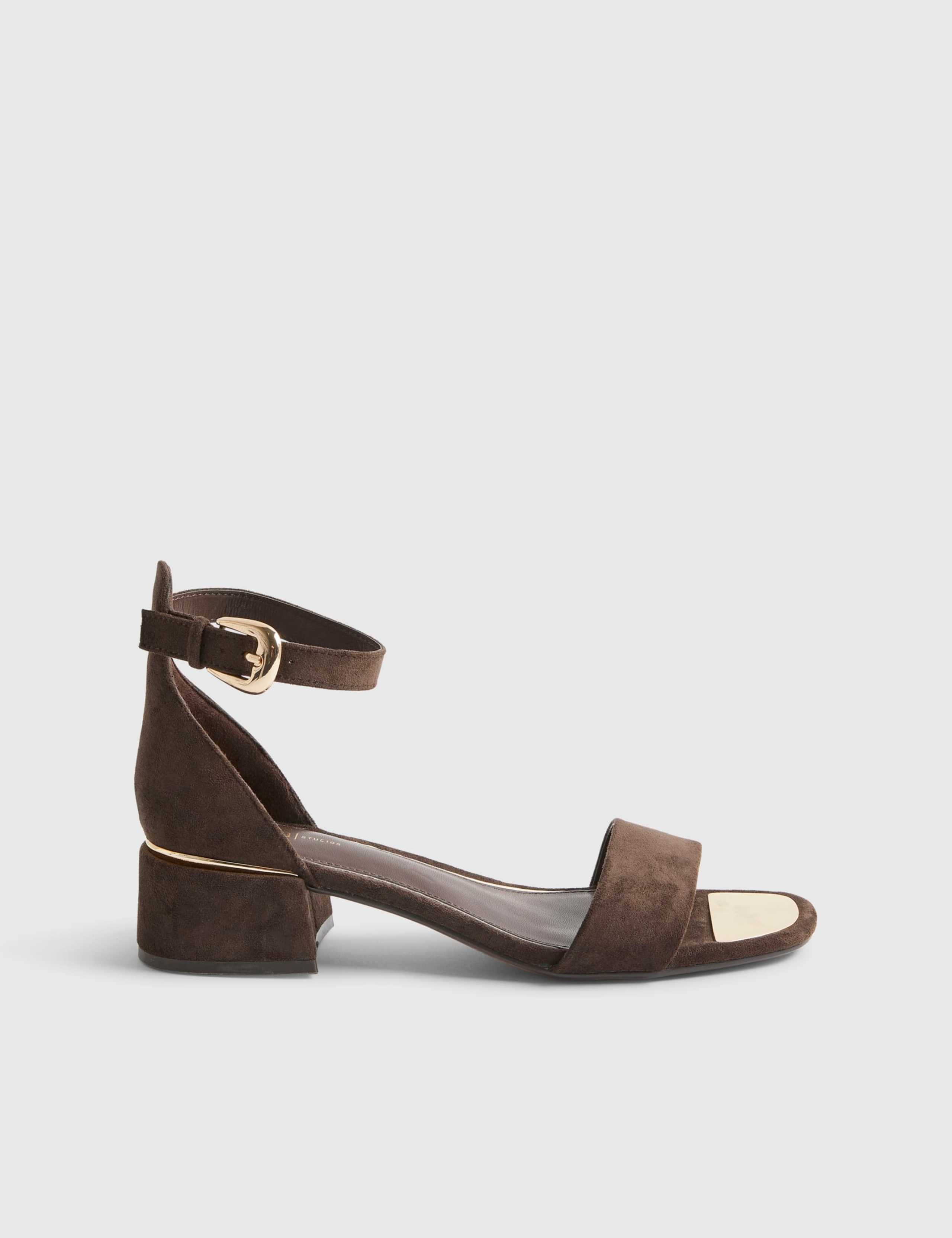 Ankle Strap Block Heel Square Toe Sandals