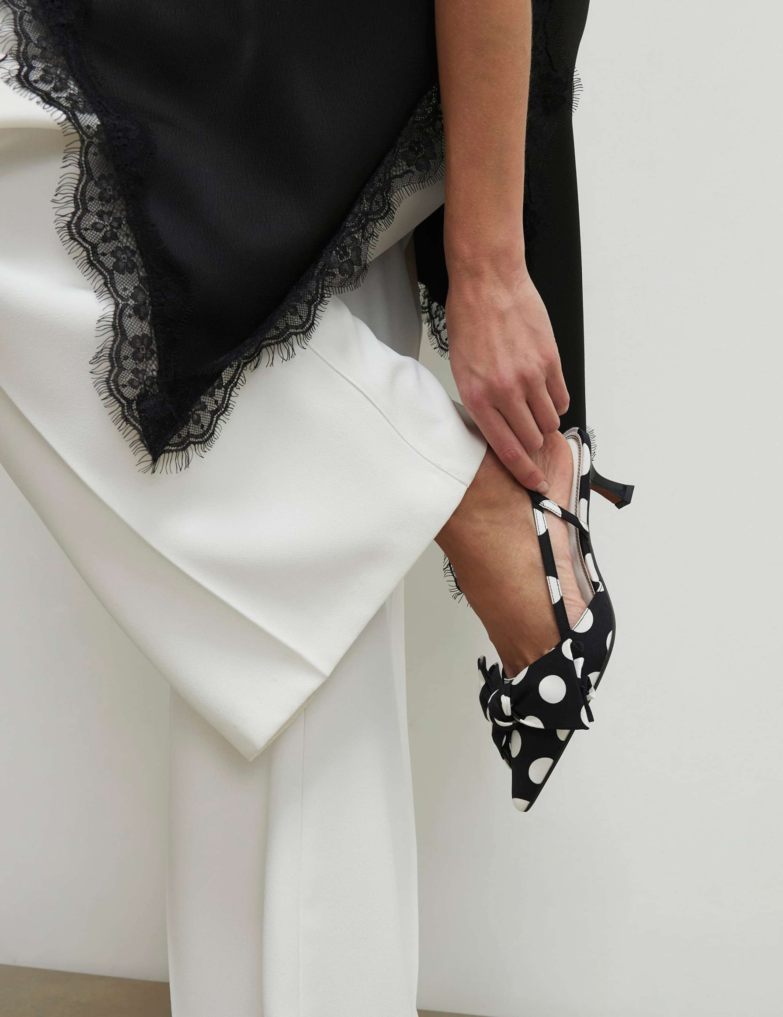 Bow Spot Slingback Pointed Court Heels