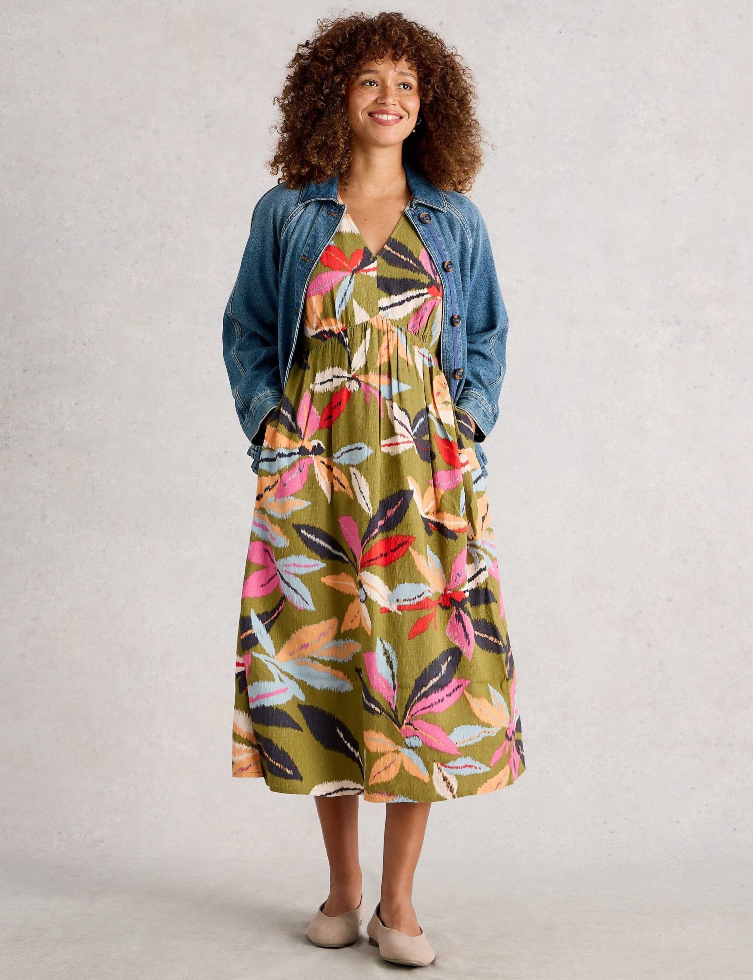 Floral Empire Line Midi Relaxed Dress