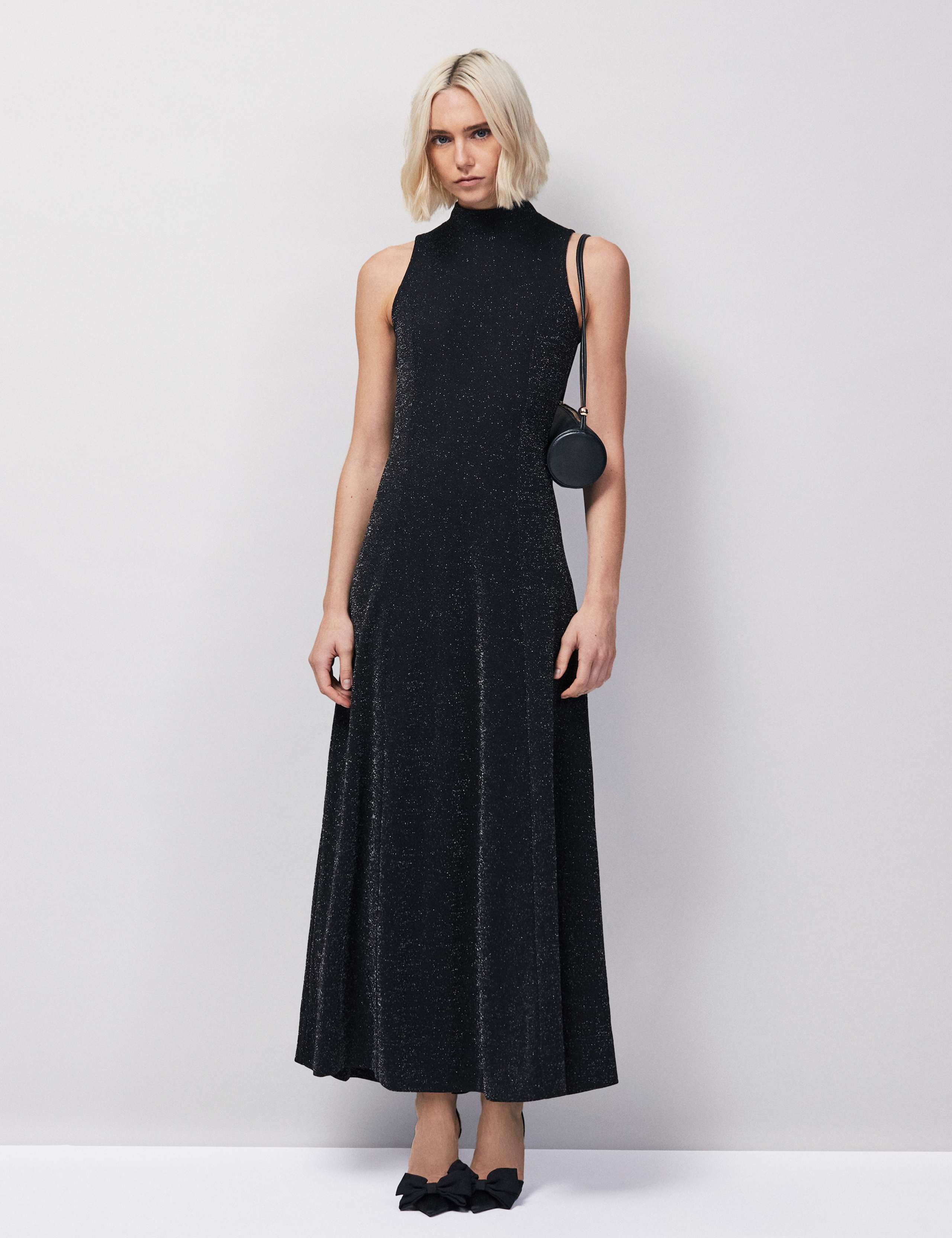 Sparkly High Neck Maxi Column Dress