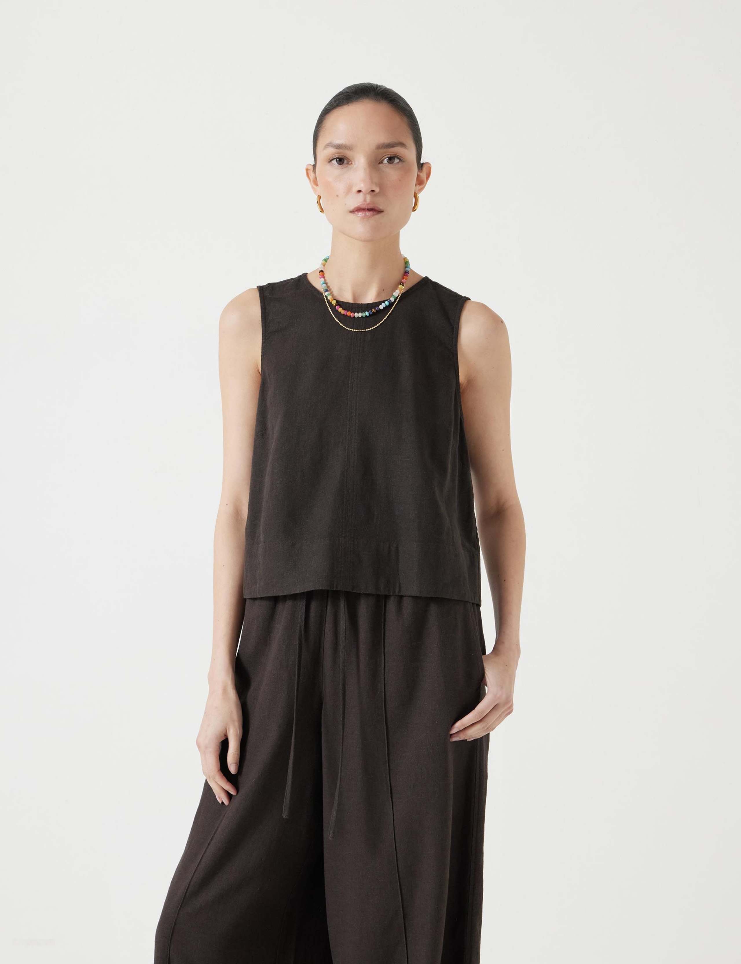 Linen Blend Shell Top