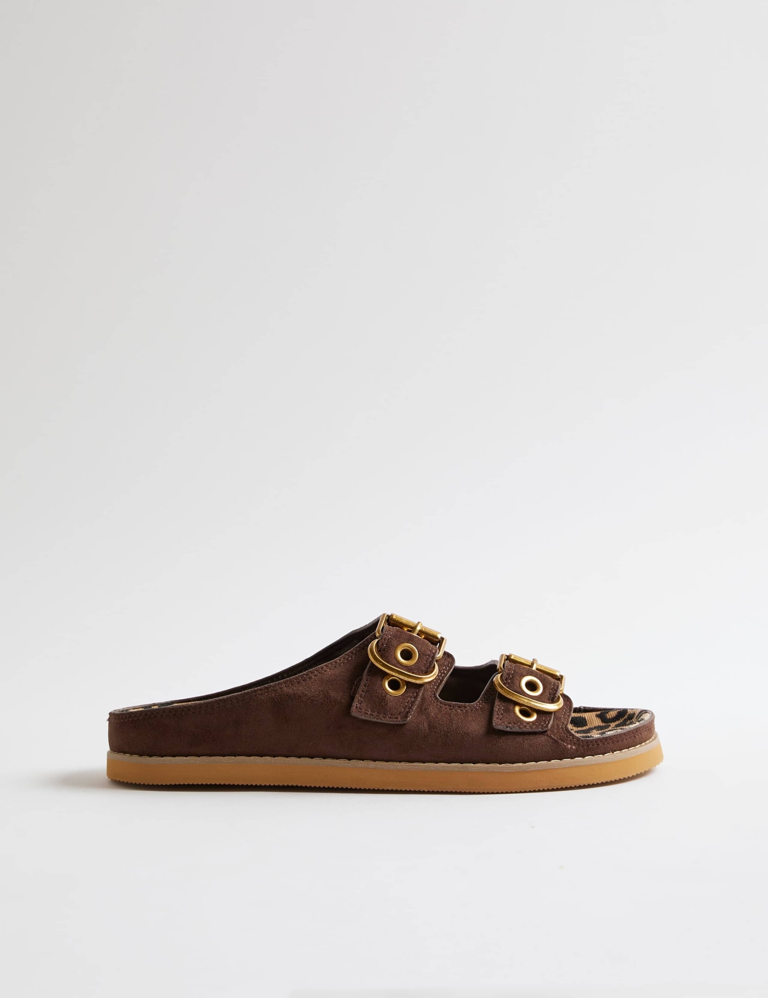 Suede Zebra Lined Footbed Sandals