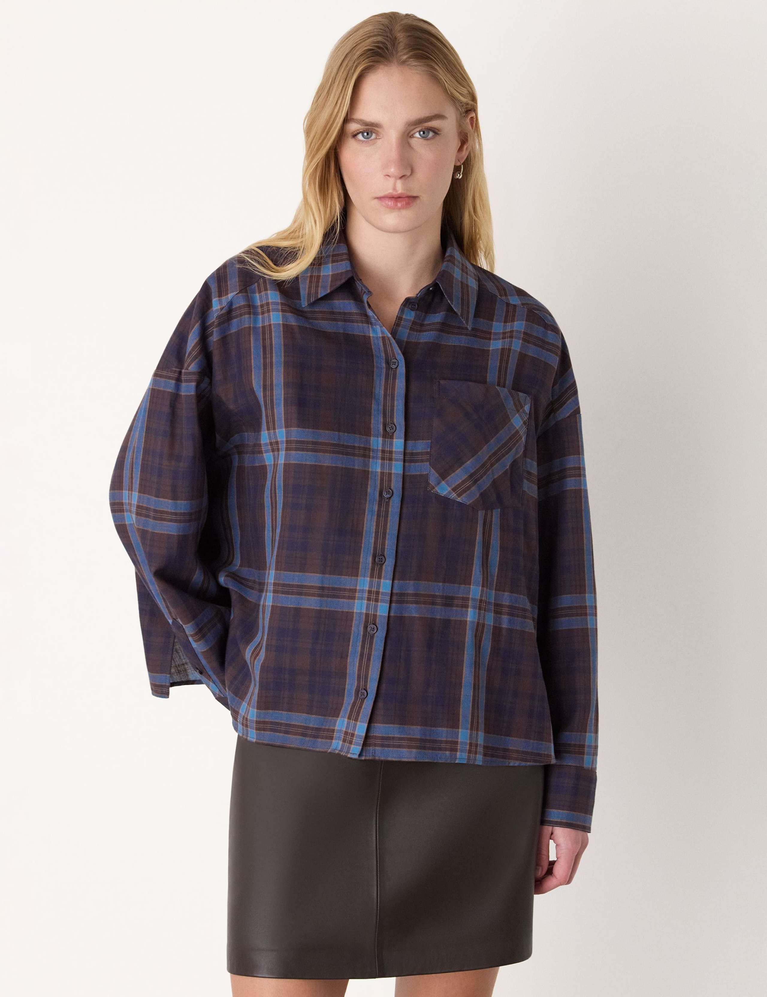 Pure Cotton Checked Collared Shirt