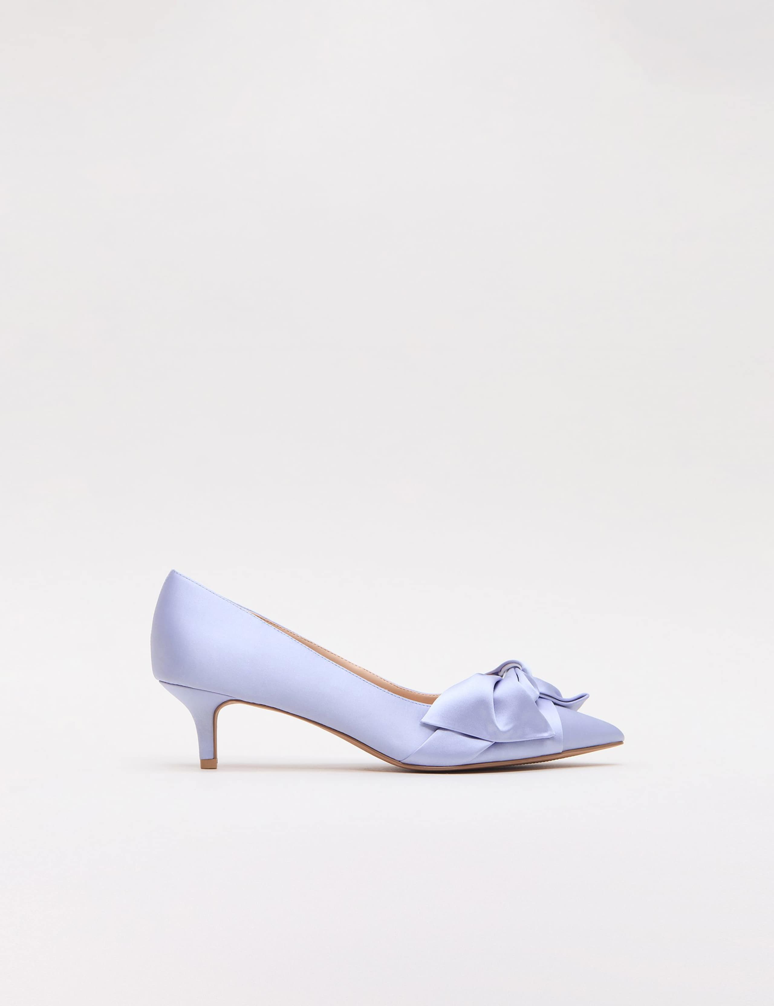 Satin Knot Front Kitten Heel Shoes