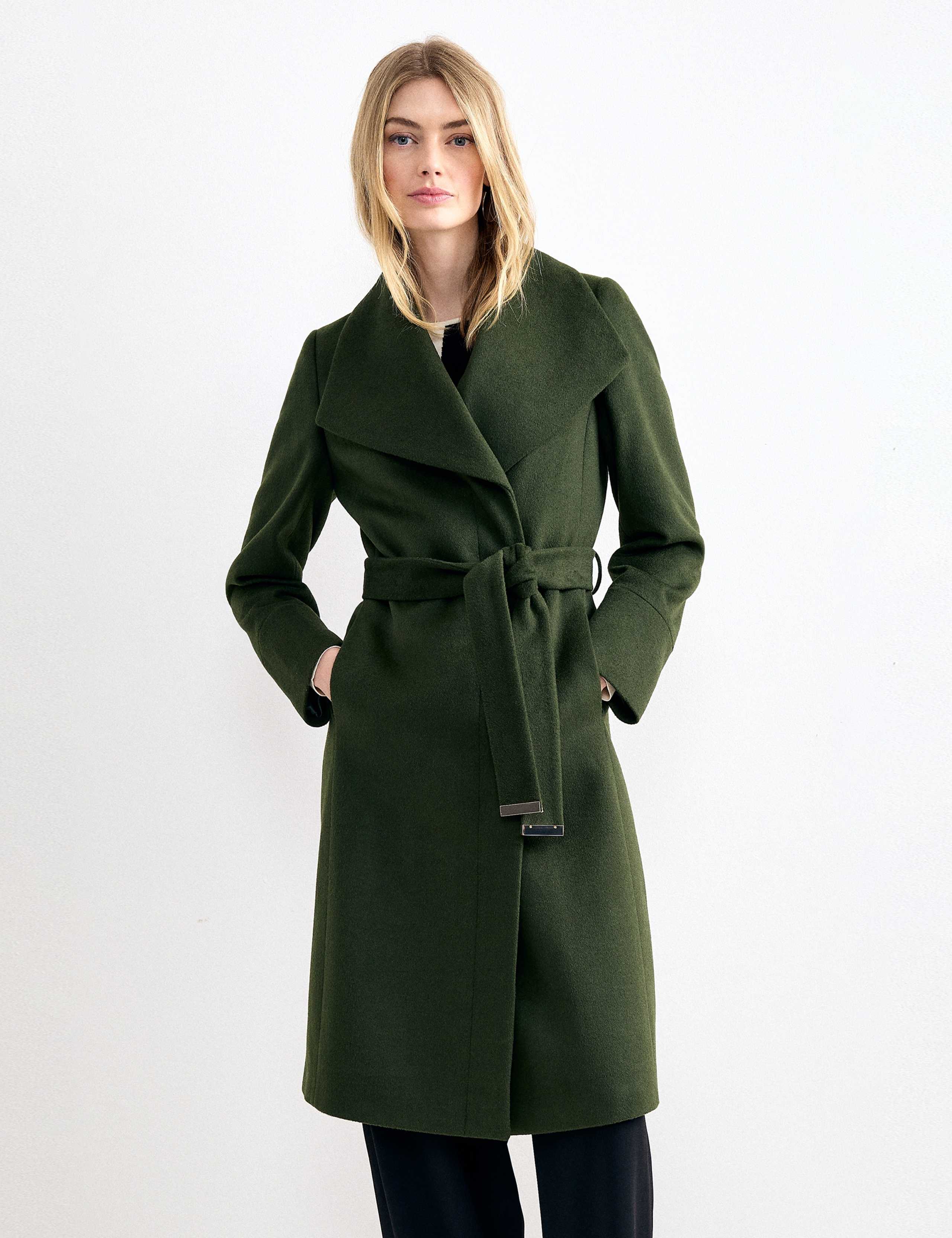 Wool Rich Belted Shawl Collar Coat