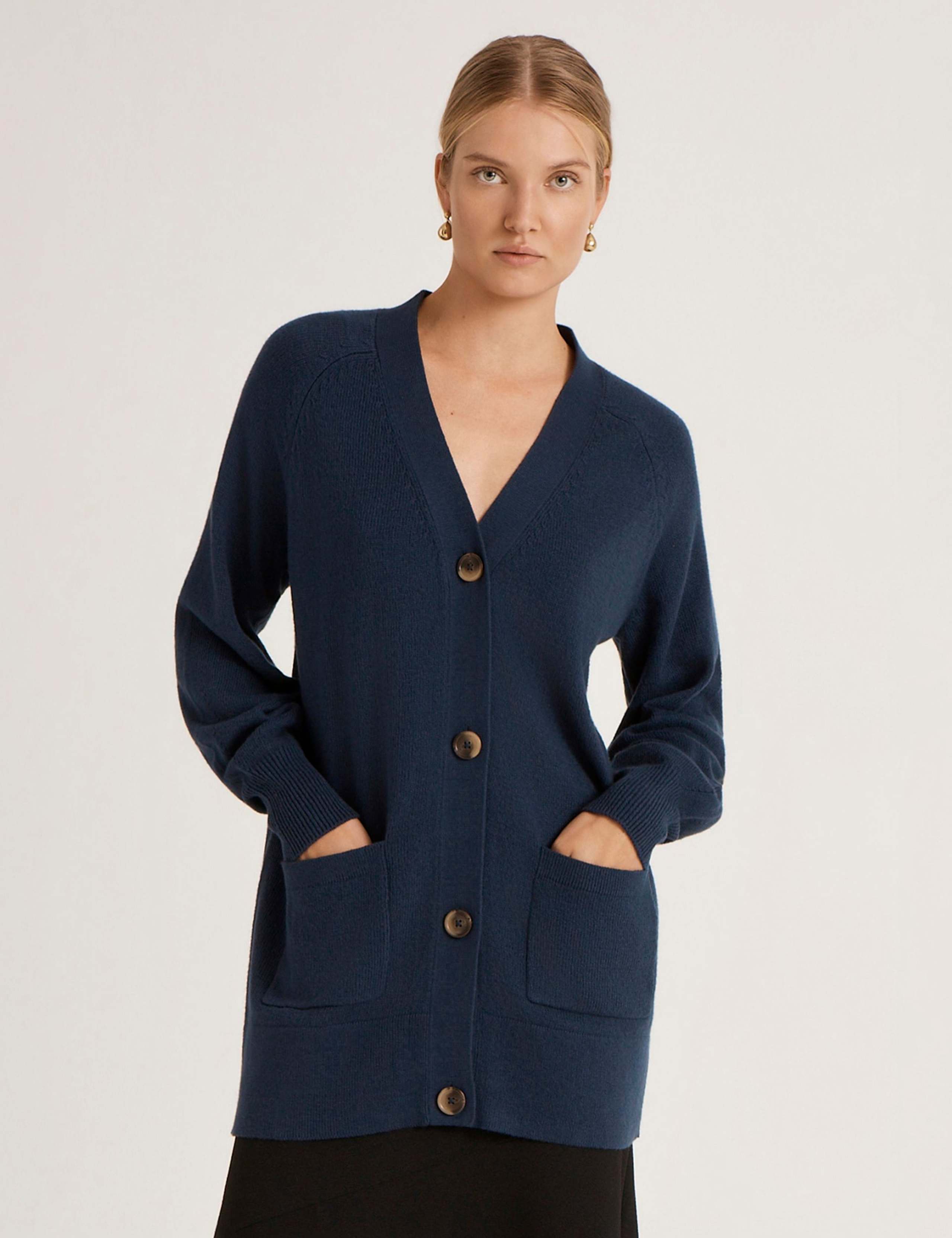 Cotton Rich V-Neck Button Front Cardigan