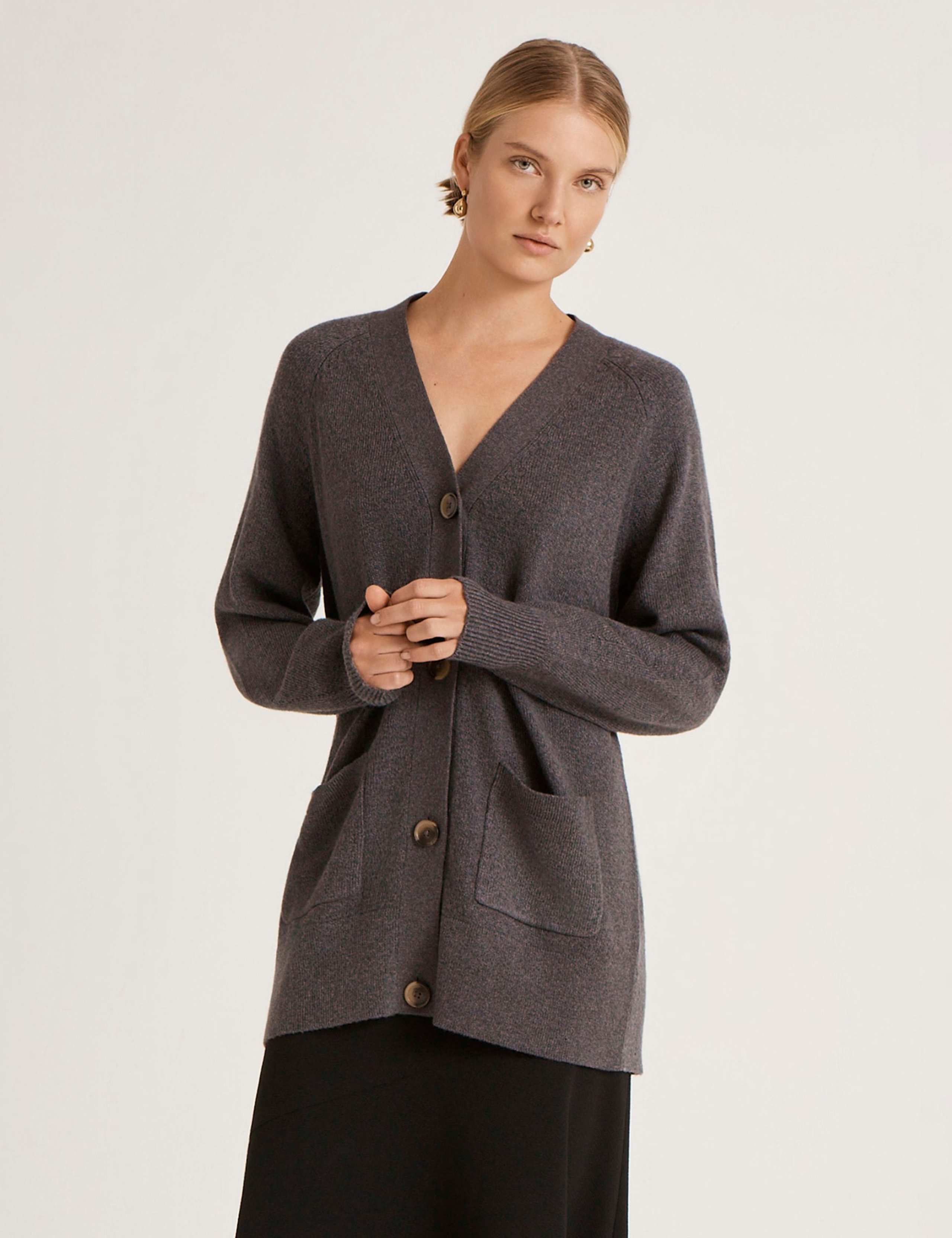 Cotton Rich V-Neck Button Front Cardigan