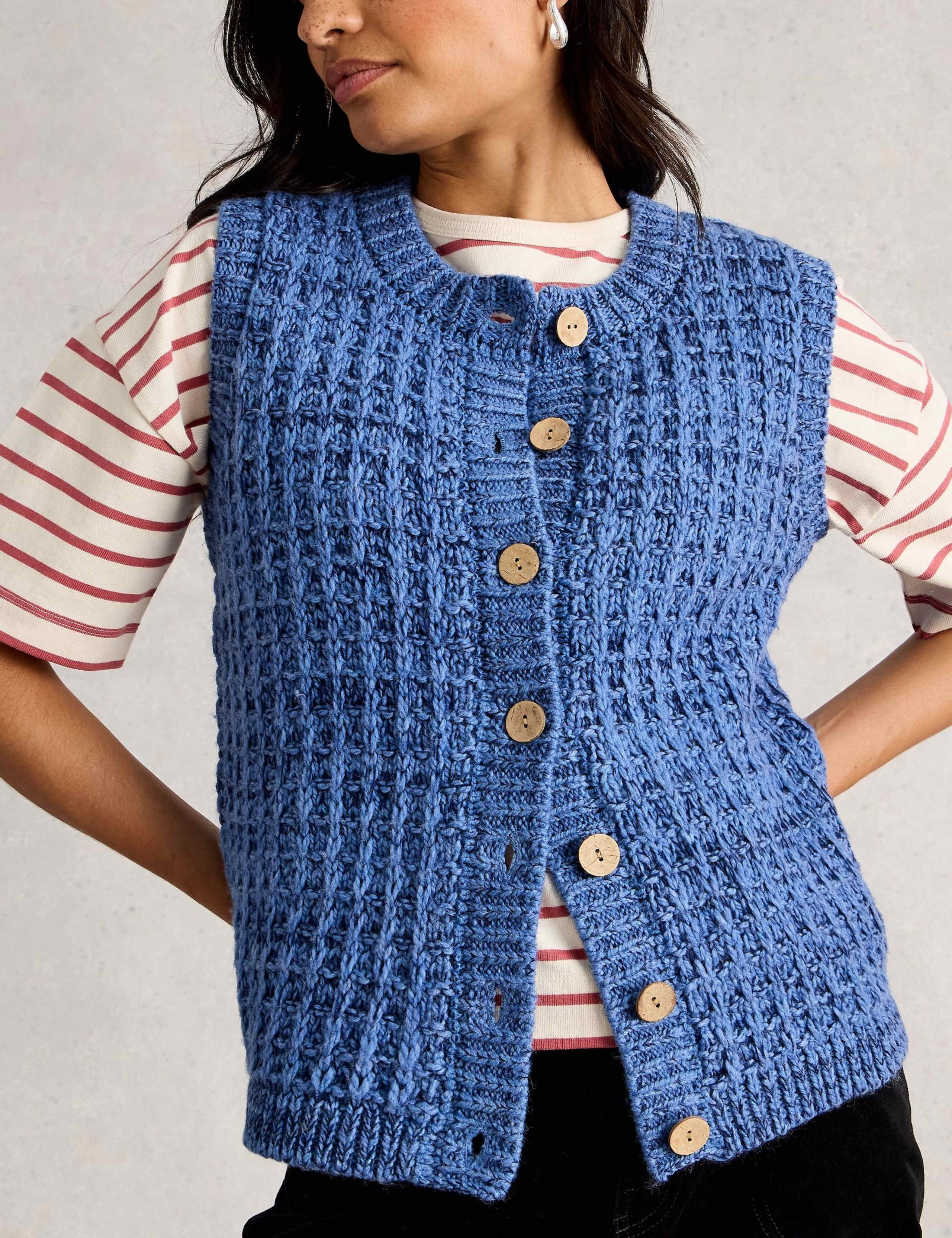 Crew Neck Button Front Waistcoat