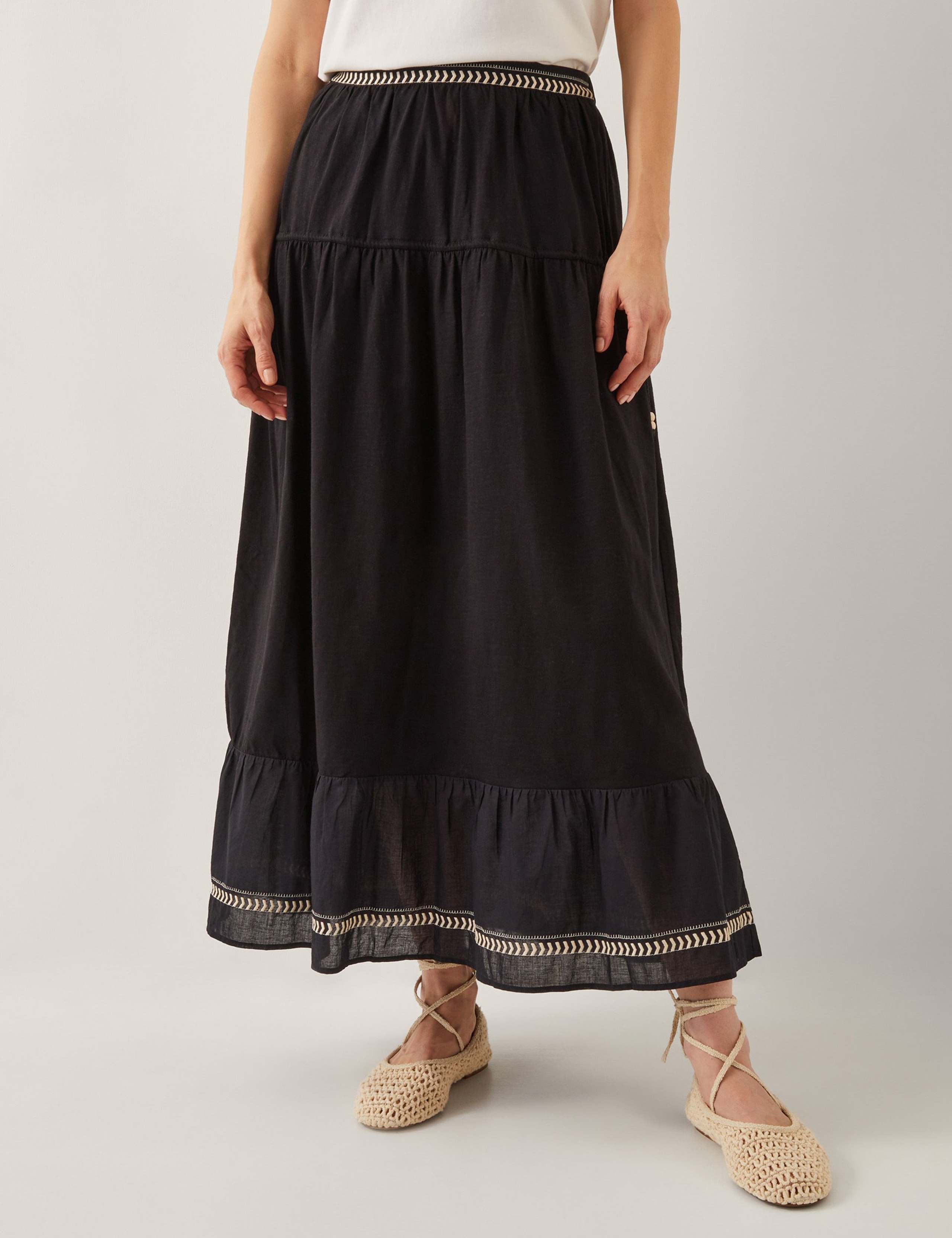 Pure Cotton Broderie Midi A-Line Skirt