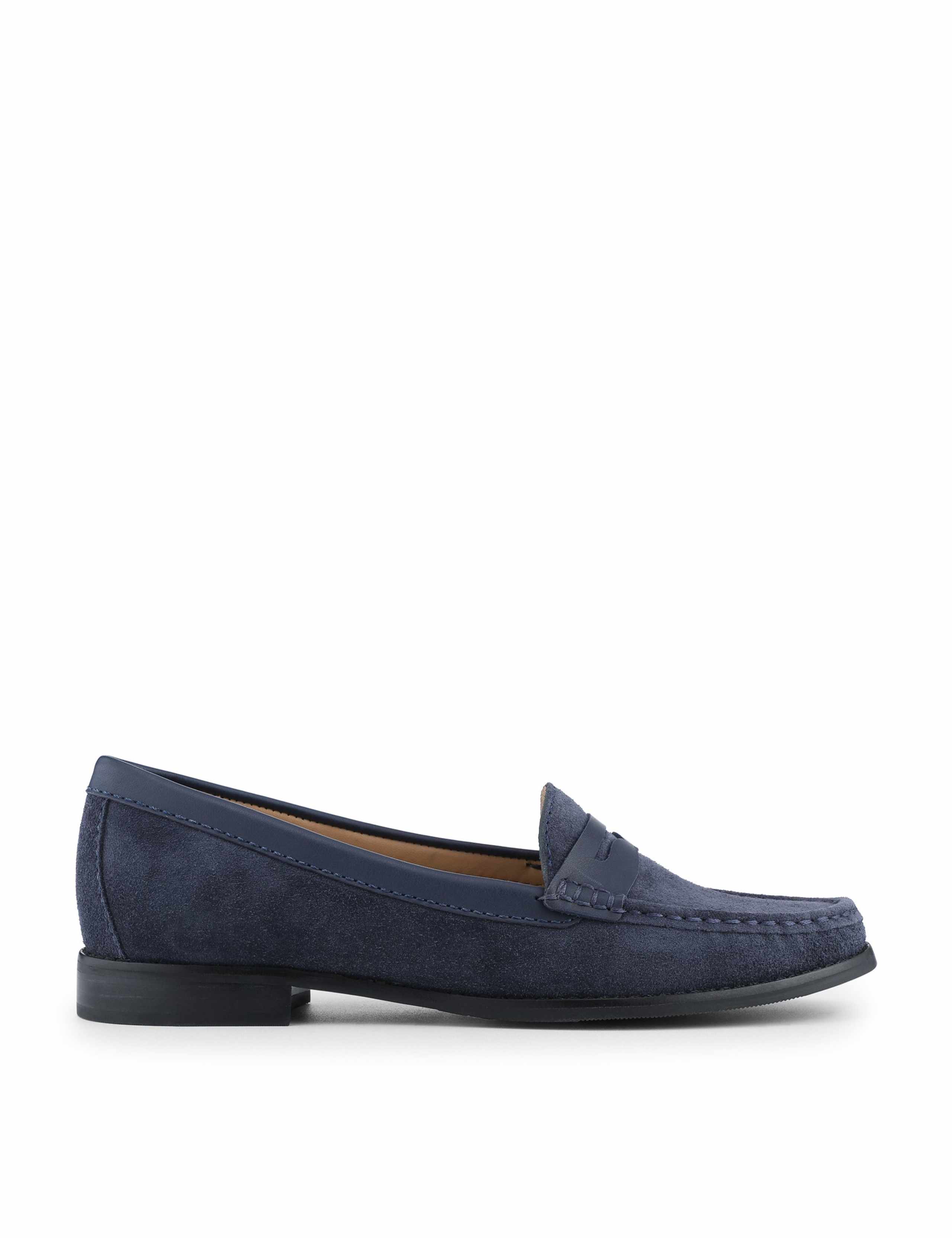 Wide Fit Suede Flat Loafers