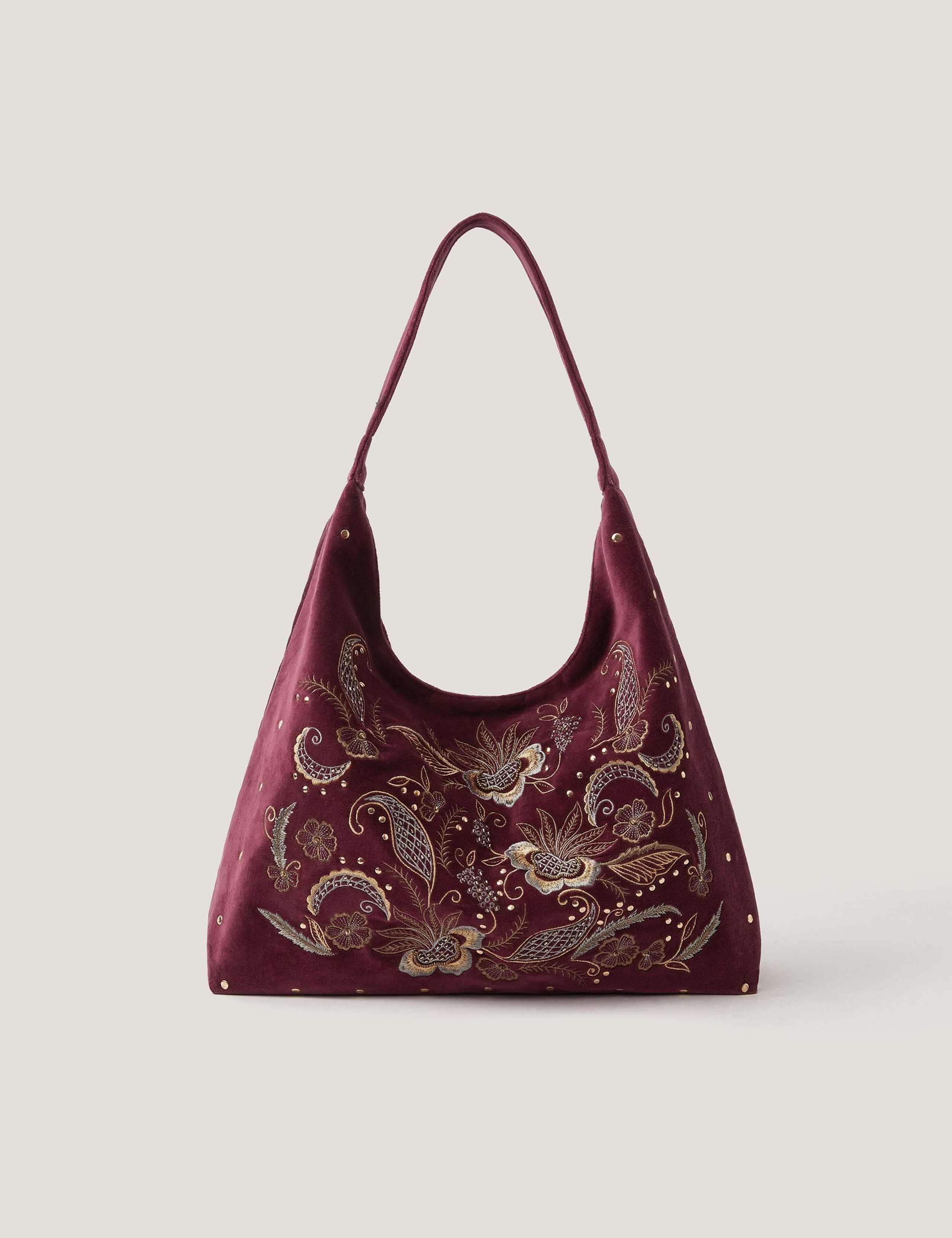 Pure Cotton Embroidered Slouch Shoulder Bag