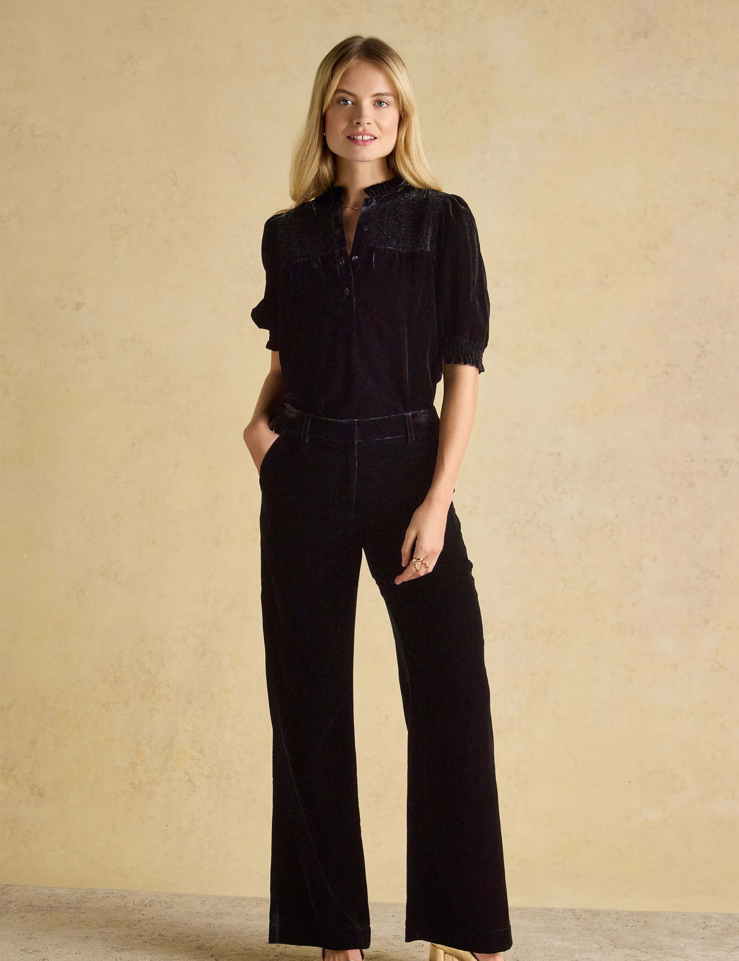 Velvet Wide Leg Trousers