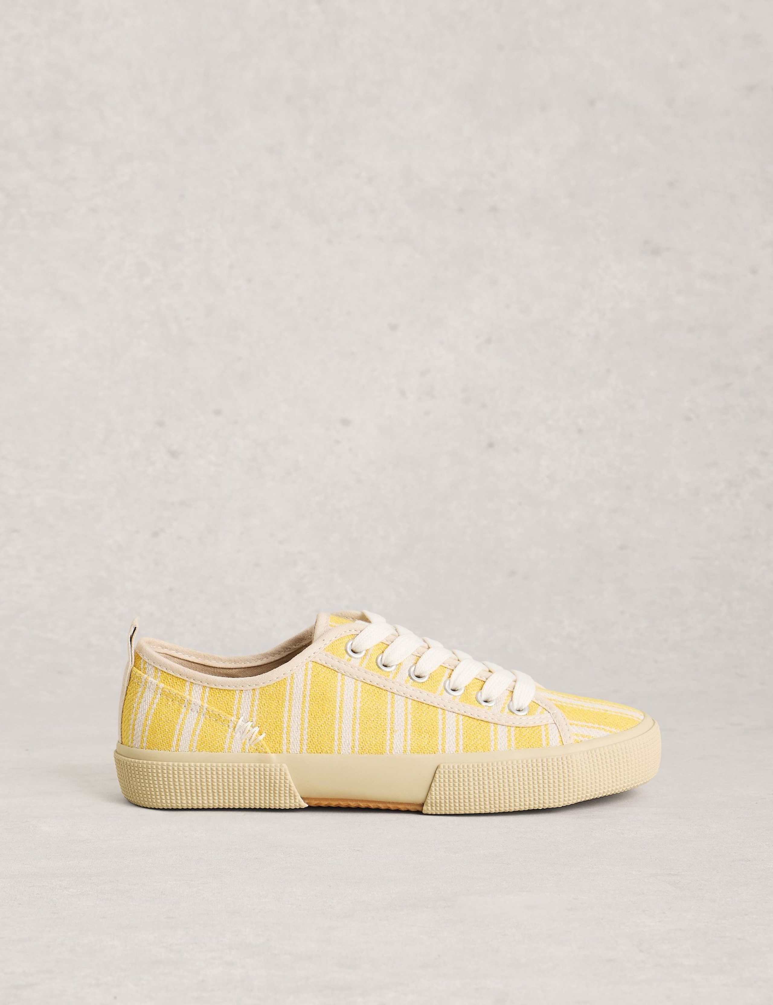 Canvas Lace Up Stripe Trainers