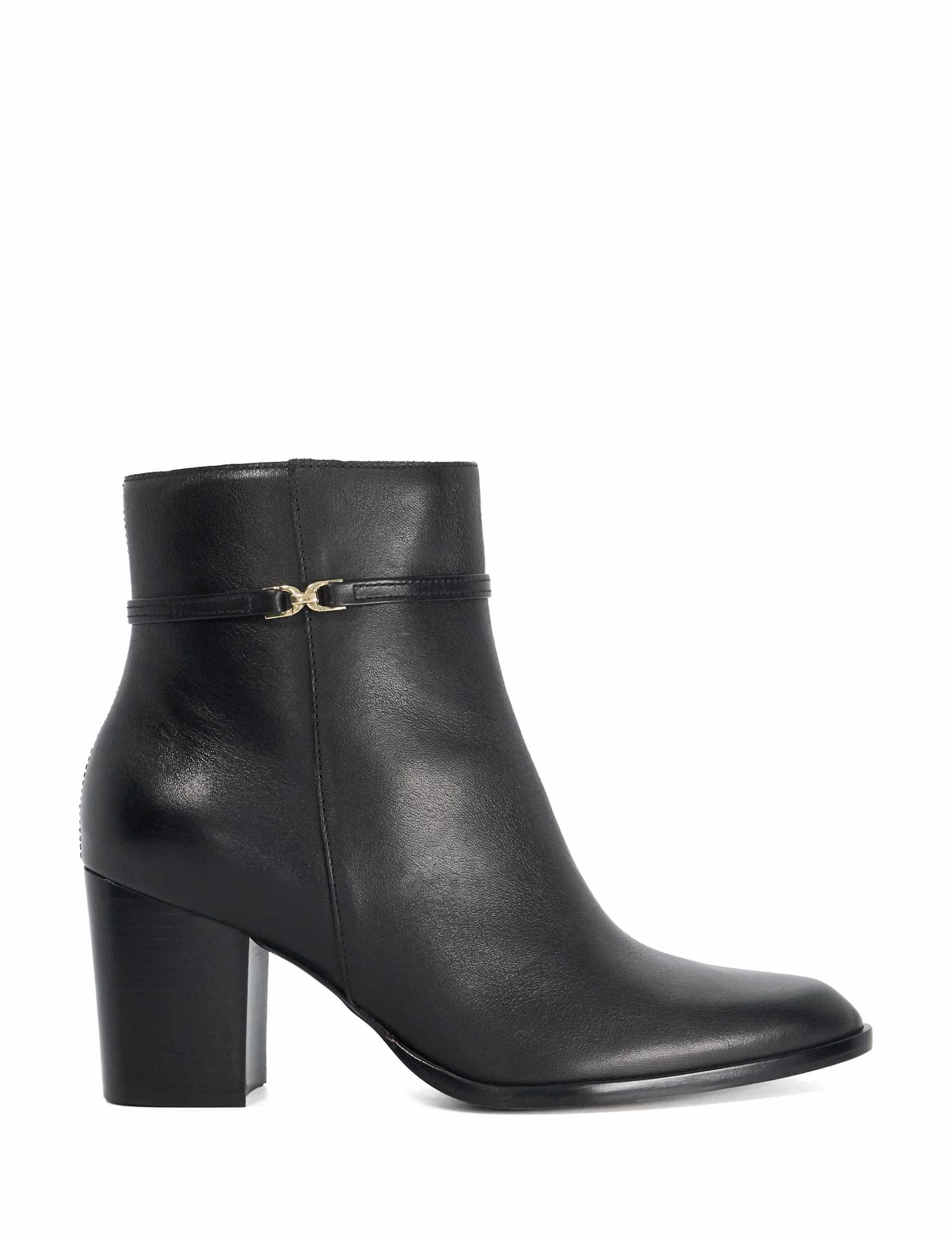 Leather Block Heel Ankle Boots