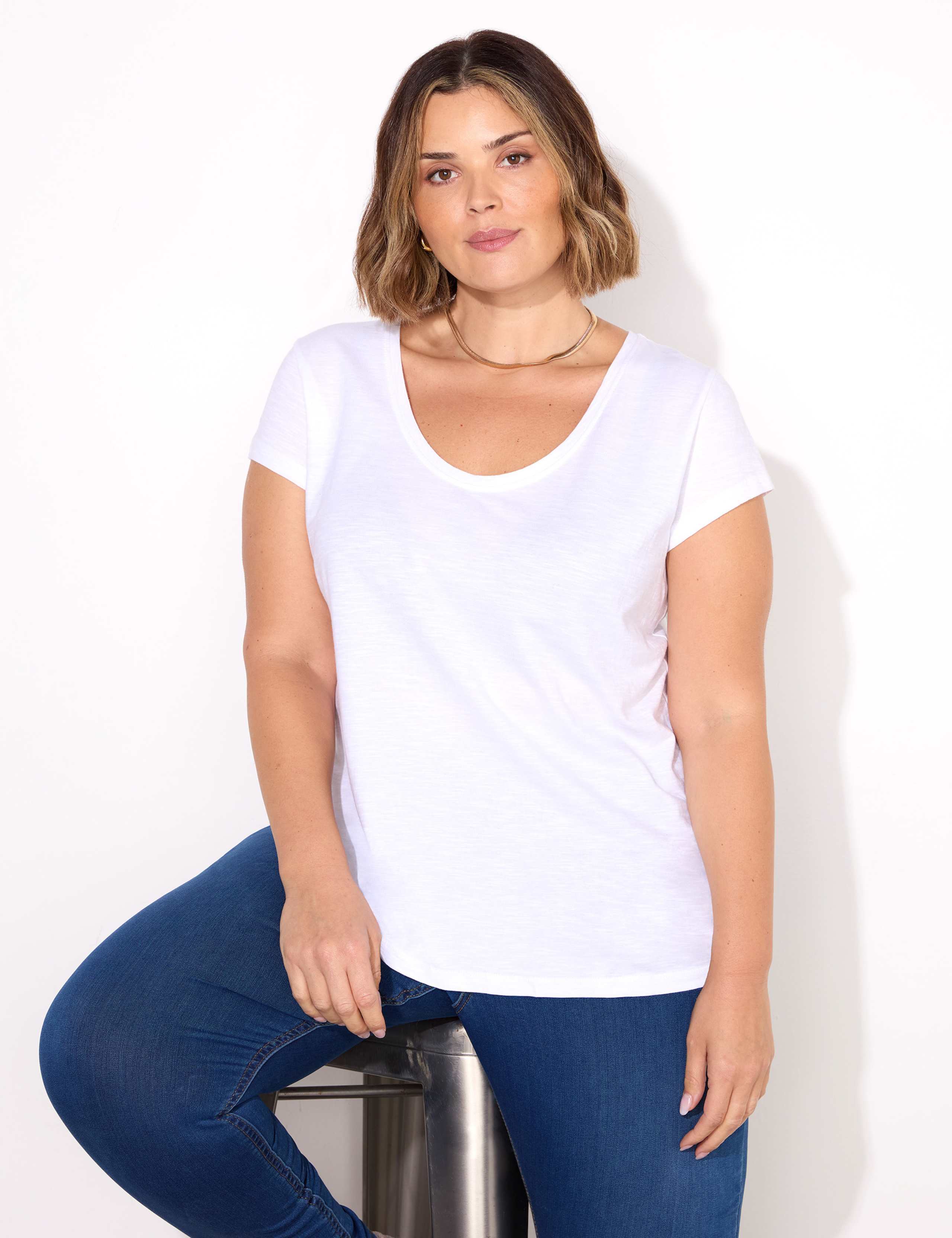 Pure Cotton Scoop Neck T-Shirt