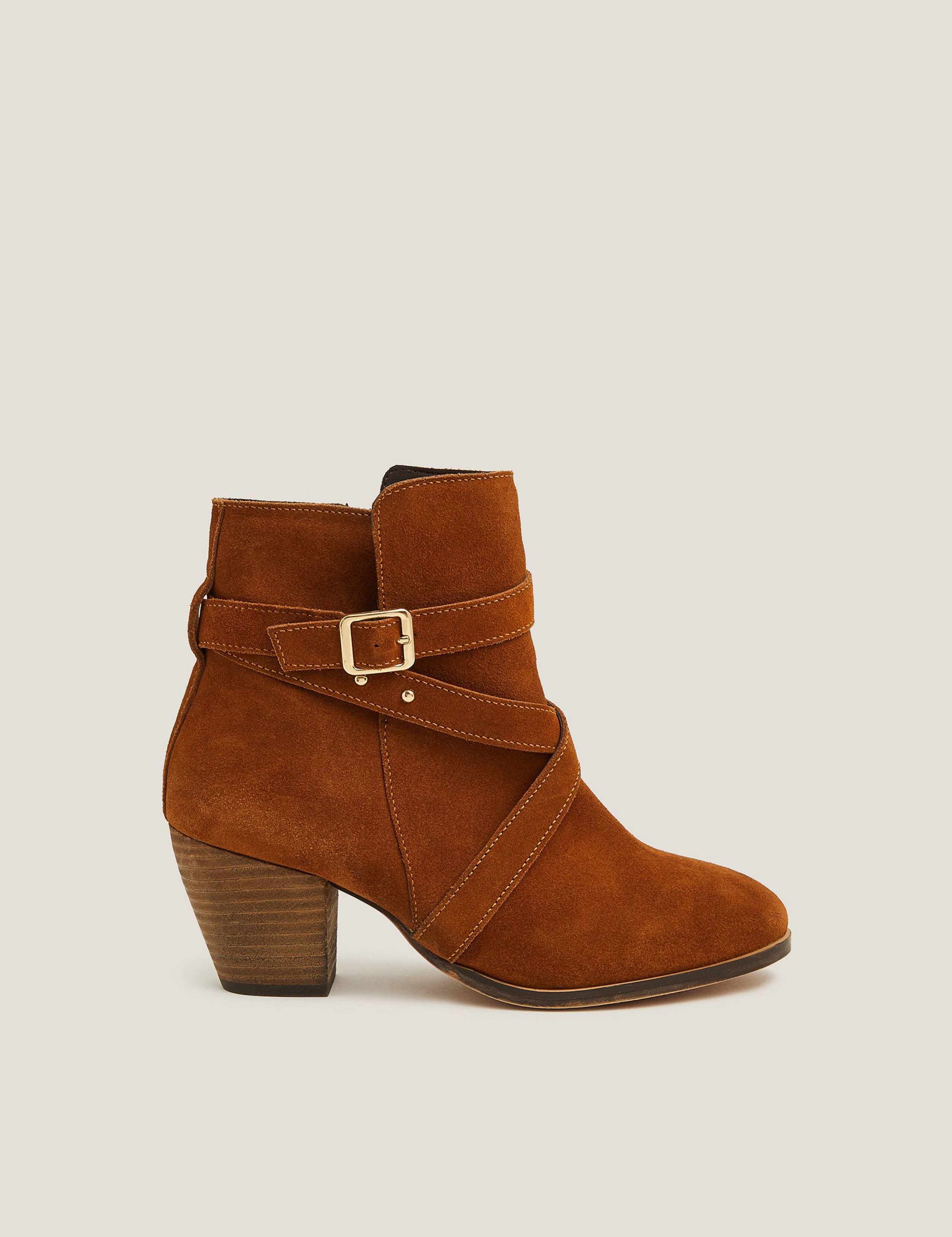 Suede Block Heel Ankle Boots