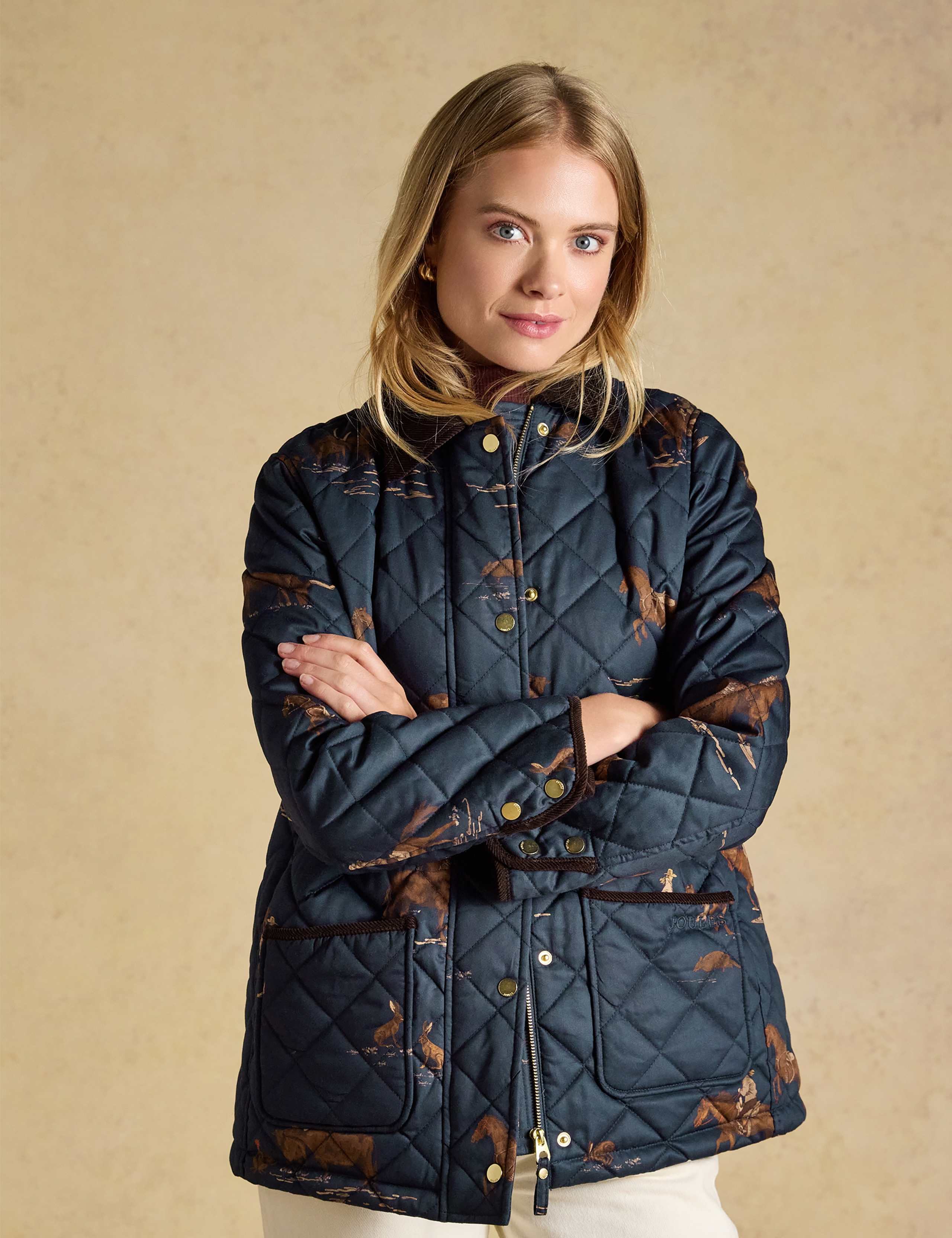Cotton Diamond Quilted Printed Jacket