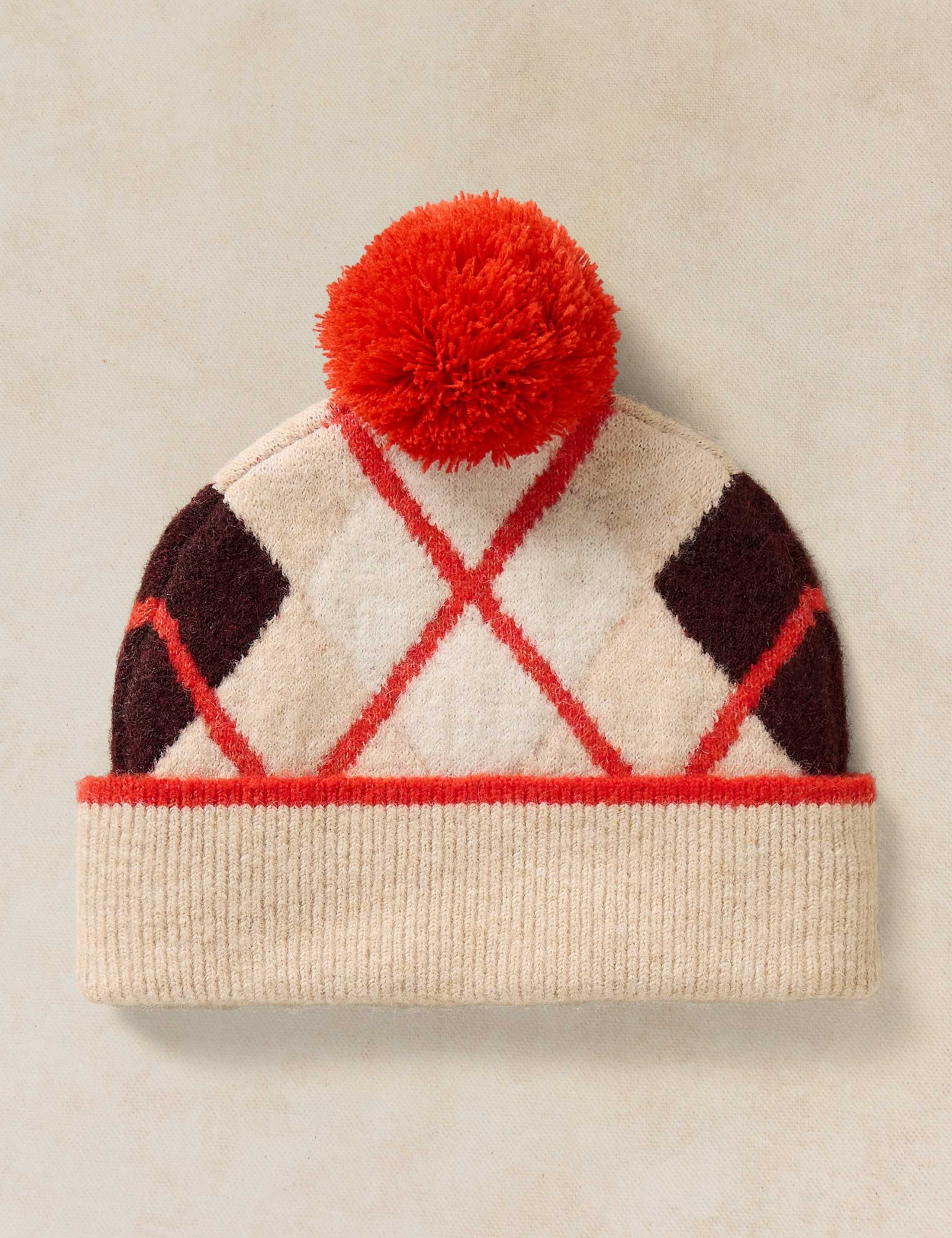 Argyle Beanie with Wool