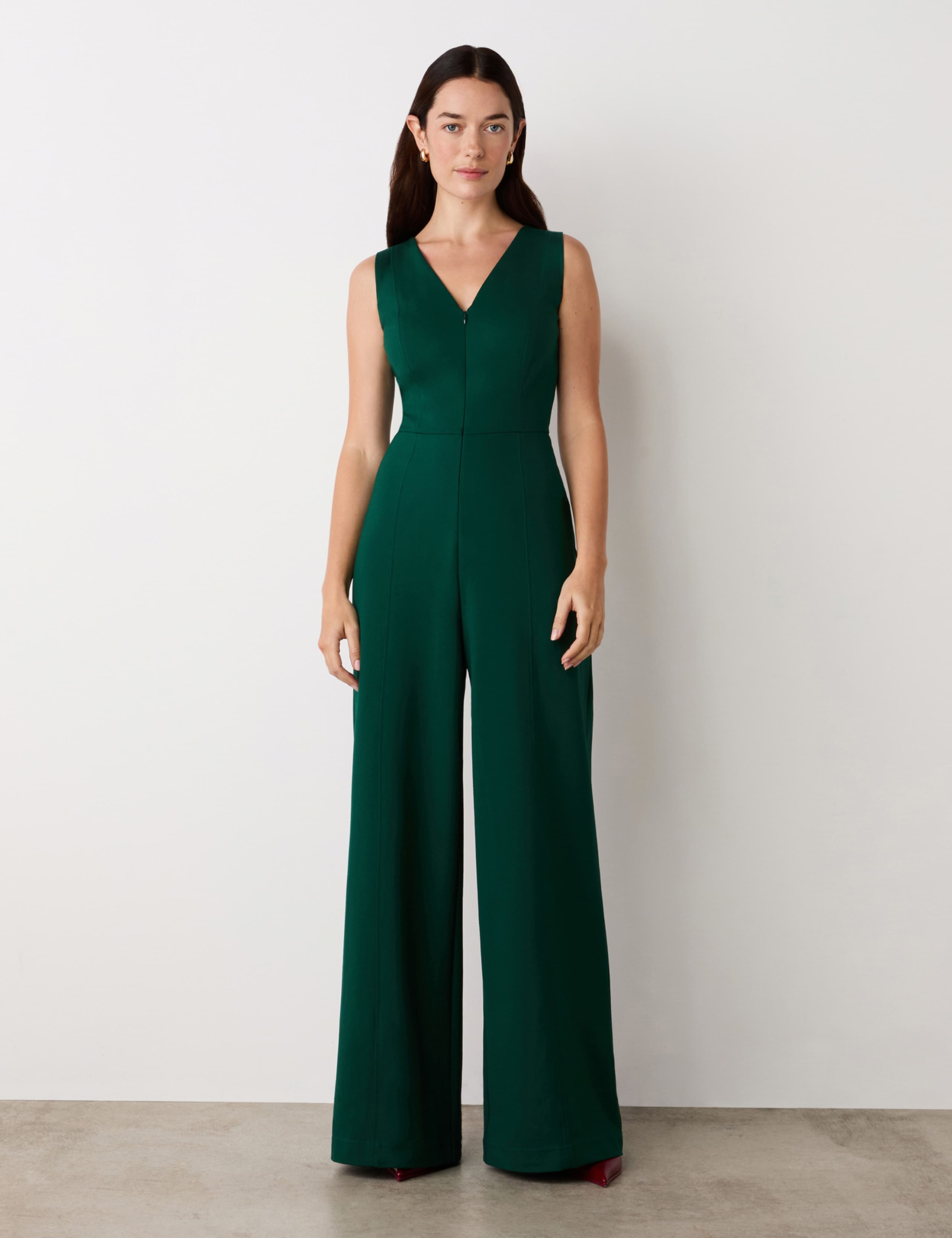 Ponte Jersey Sleeveless Wide Leg Jumpsuit