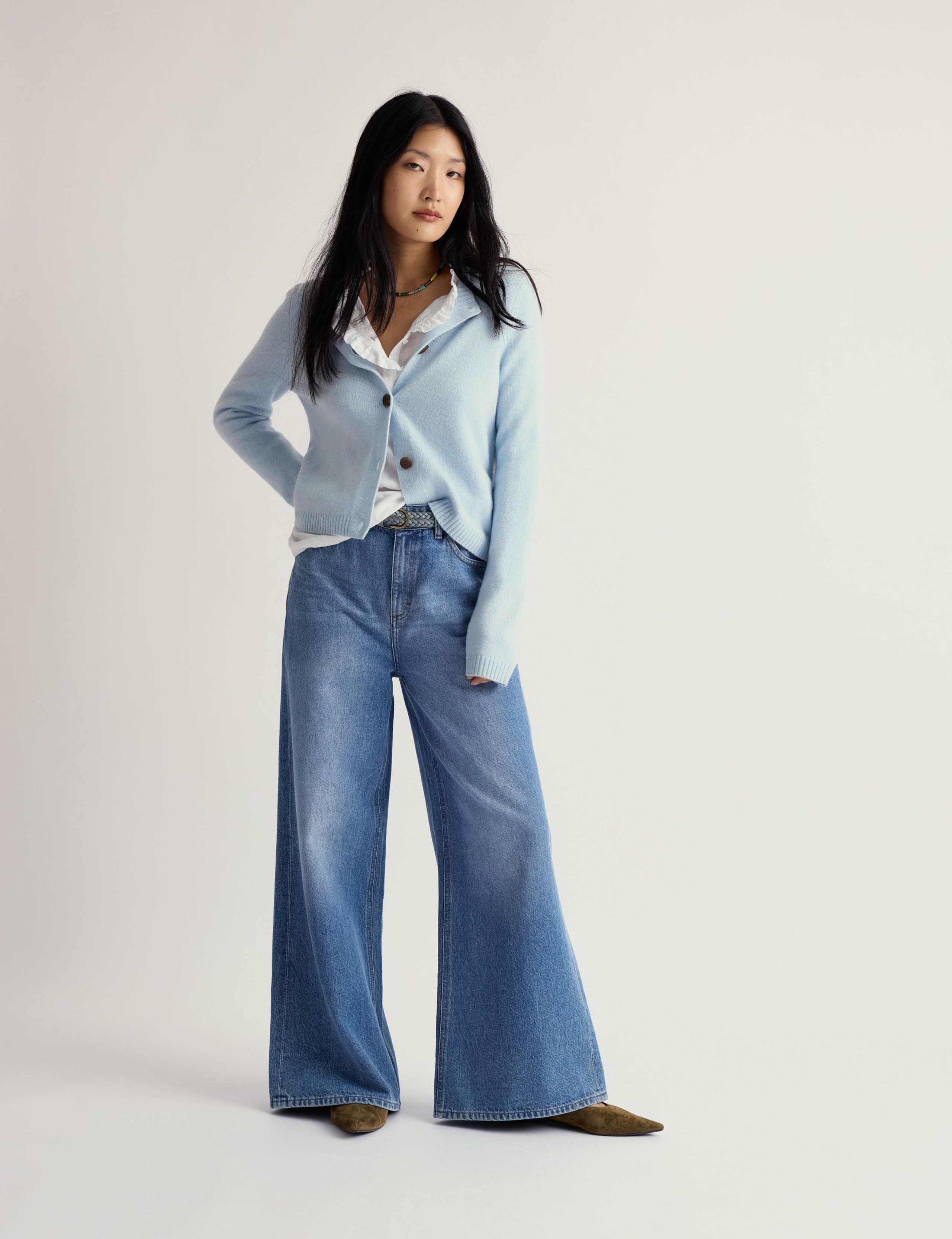 Merino Wool Rich Crew Neck Cardigan