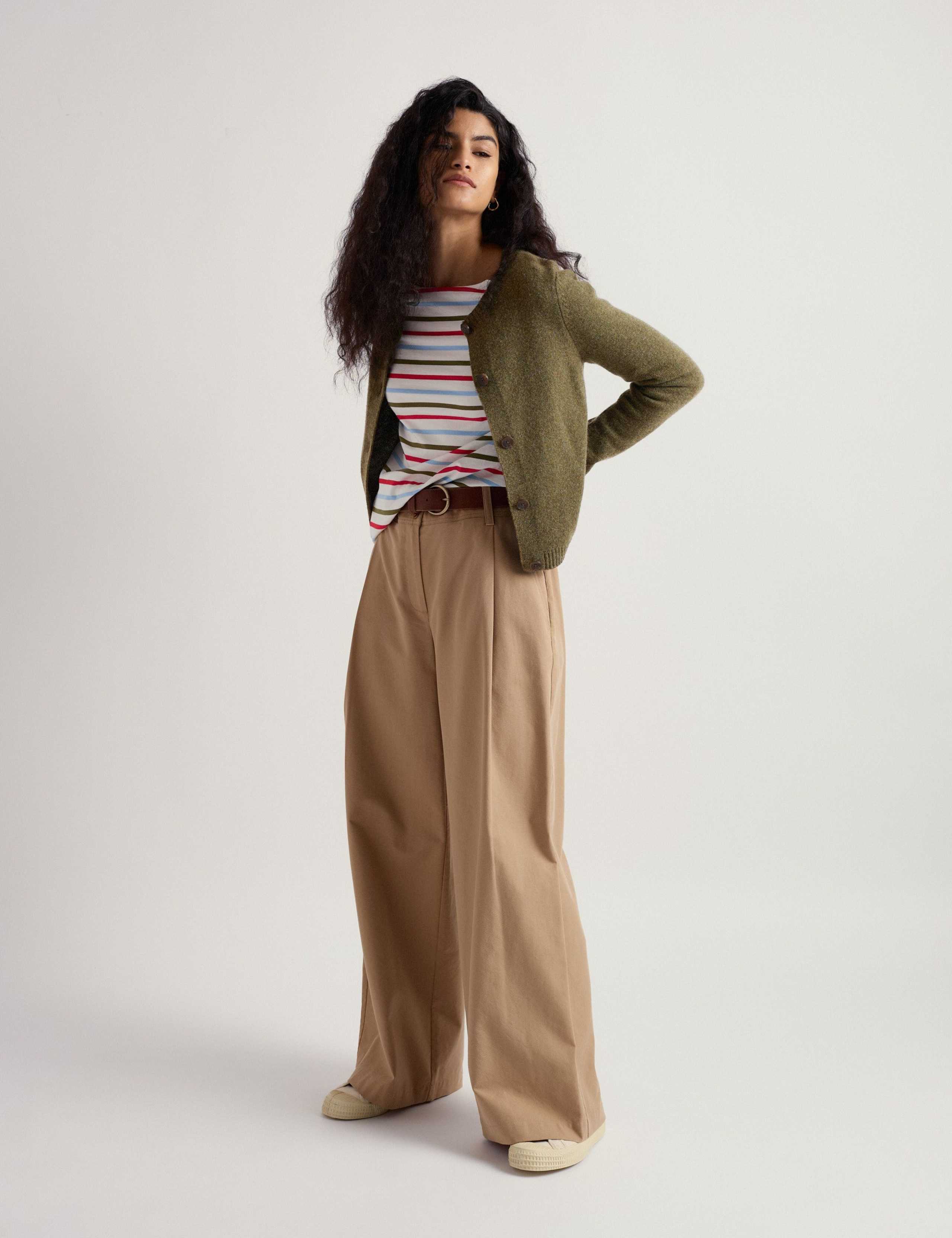 Merino Wool Rich Crew Neck Cardigan