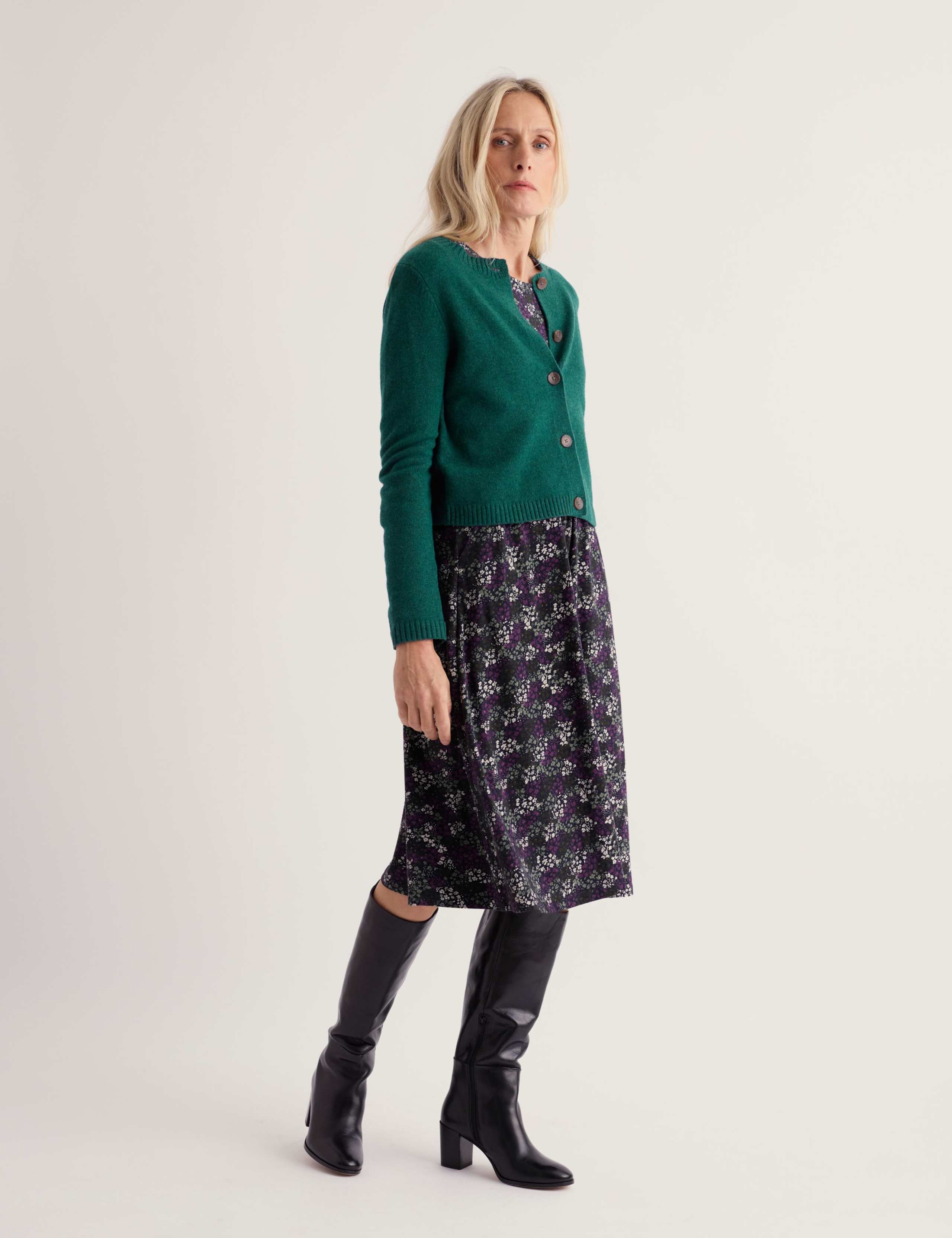 Merino Wool Rich Crew Neck Cardigan
