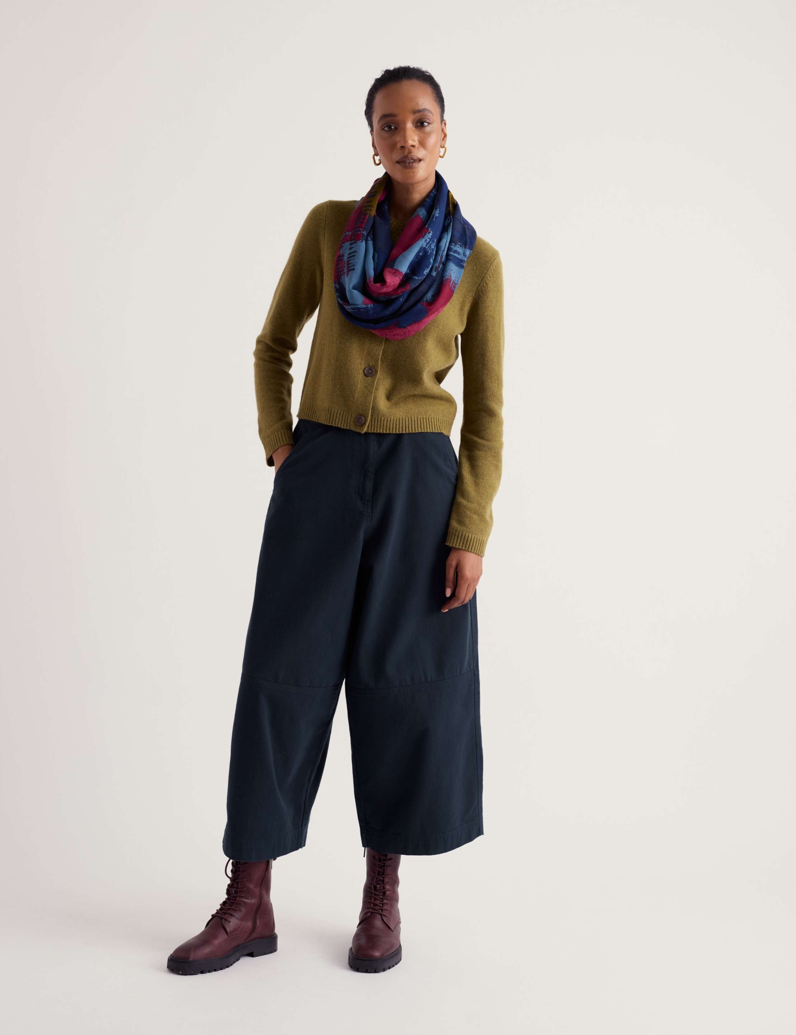 Merino Wool Rich Crew Neck Cardigan
