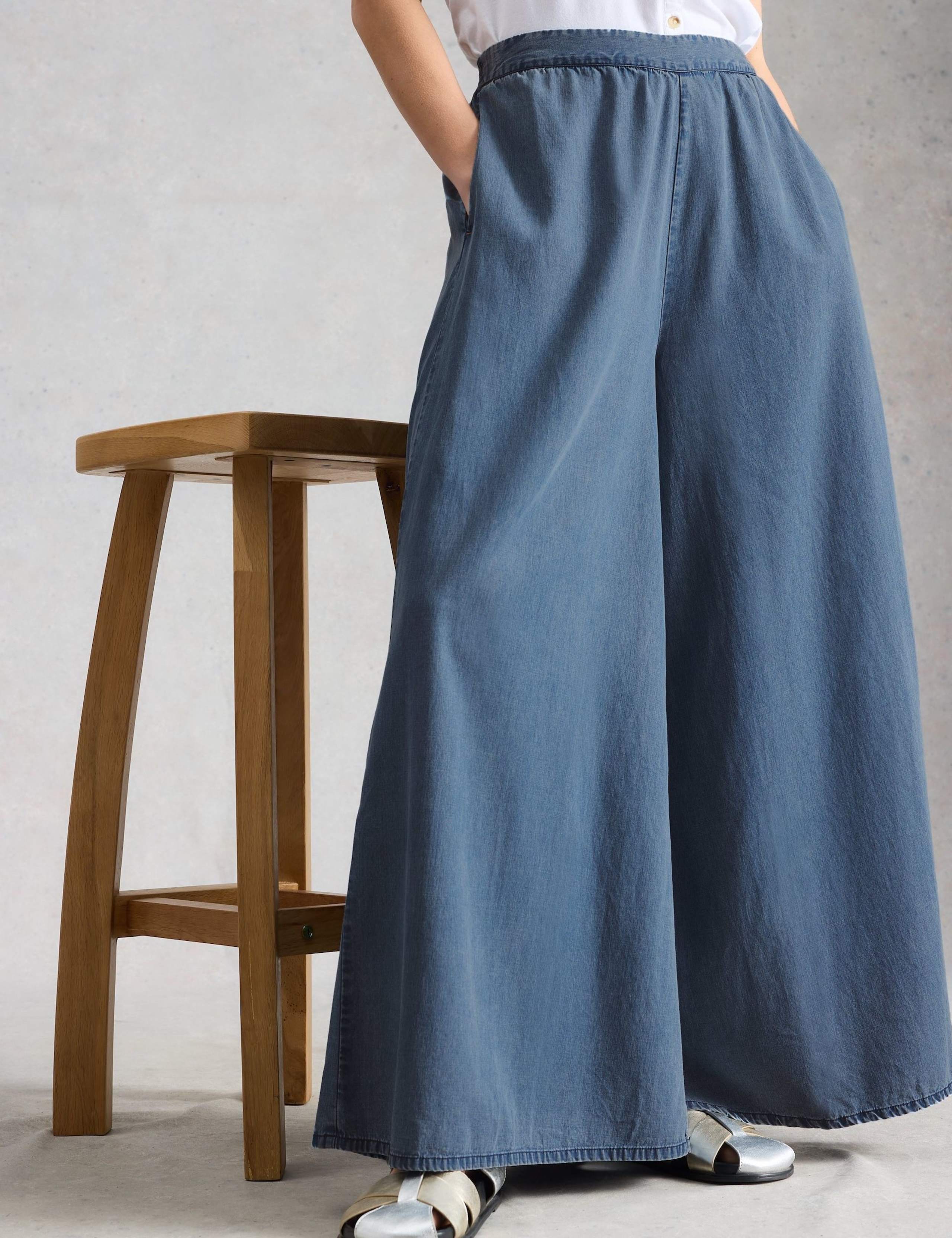 Lyocell Rich Denim Palazzo Trousers