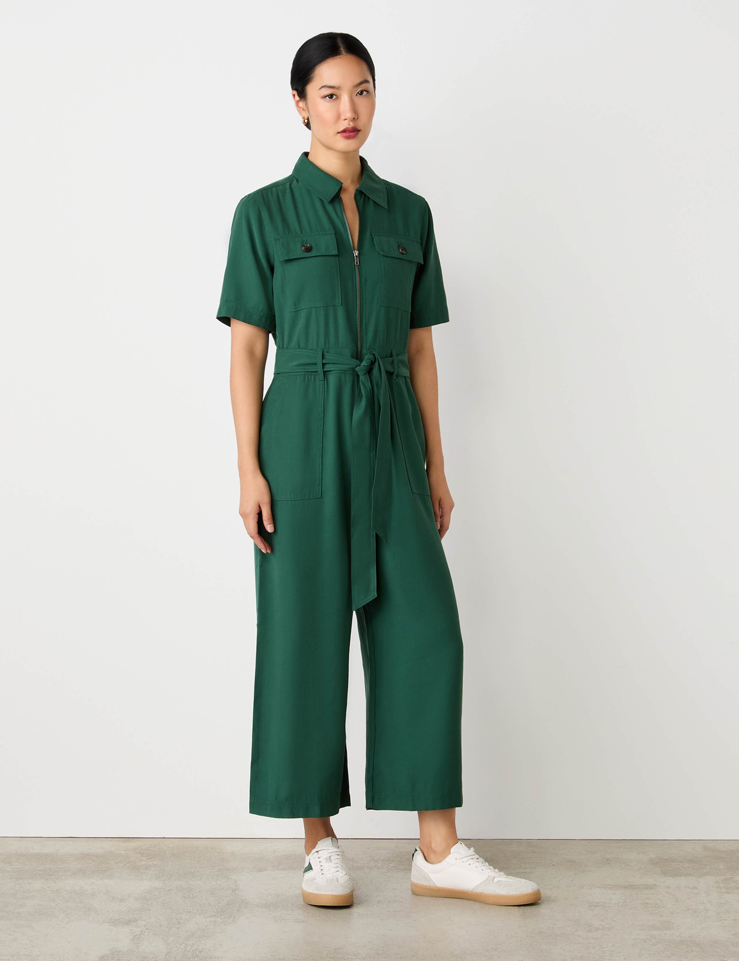 Belted Short Sleeve Jumpsuit