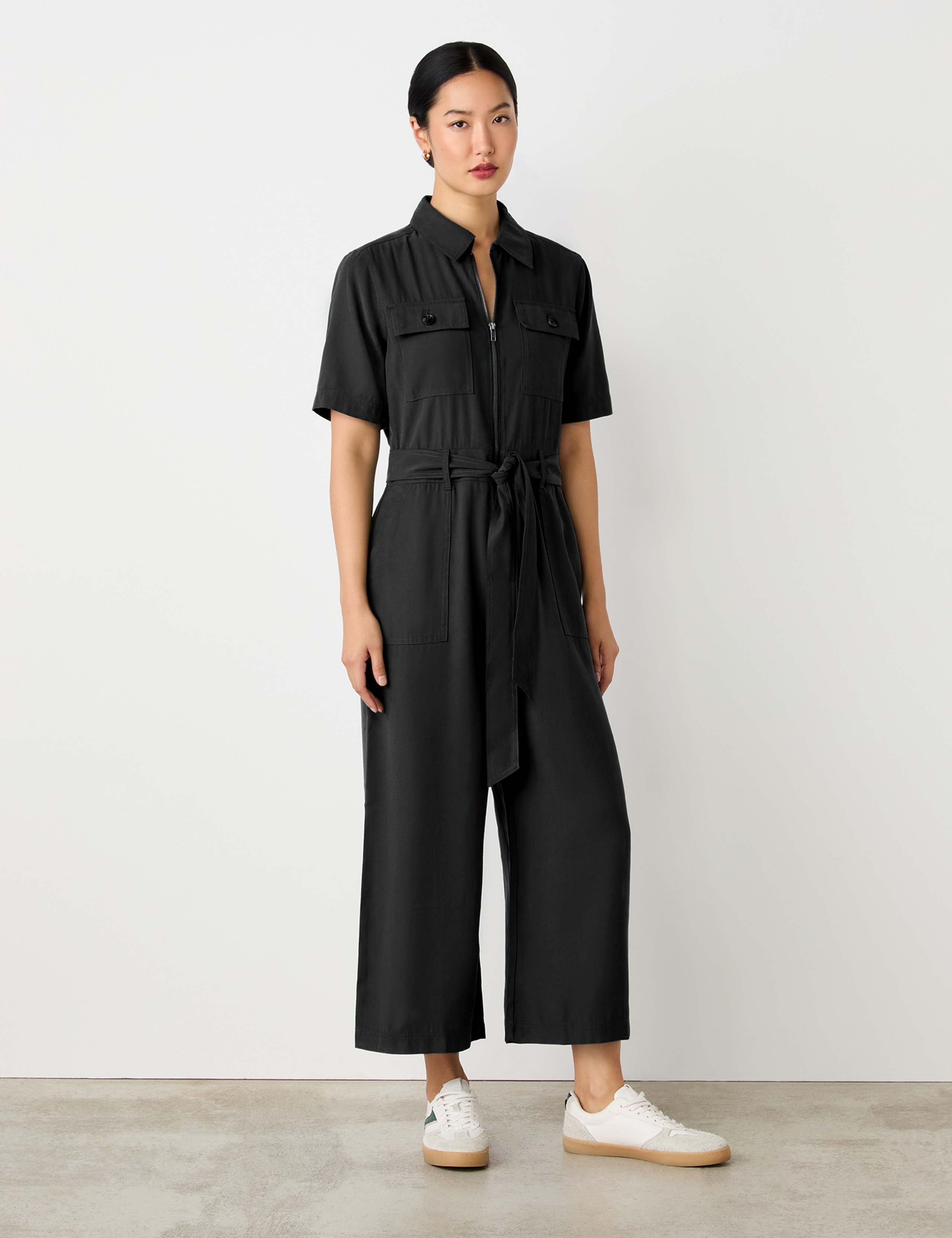 Belted Short Sleeve Jumpsuit