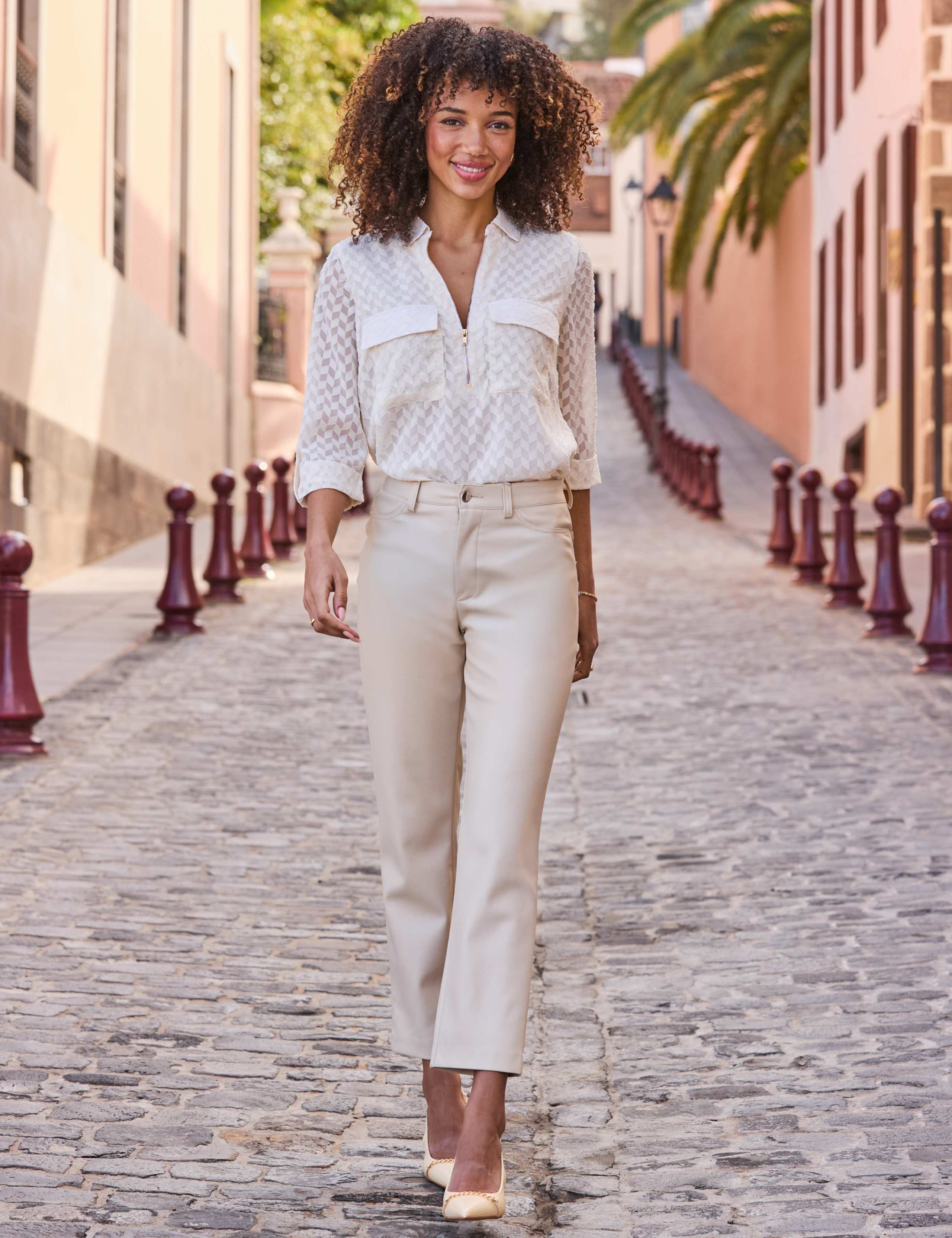 Faux Leather Straight Leg Trousers