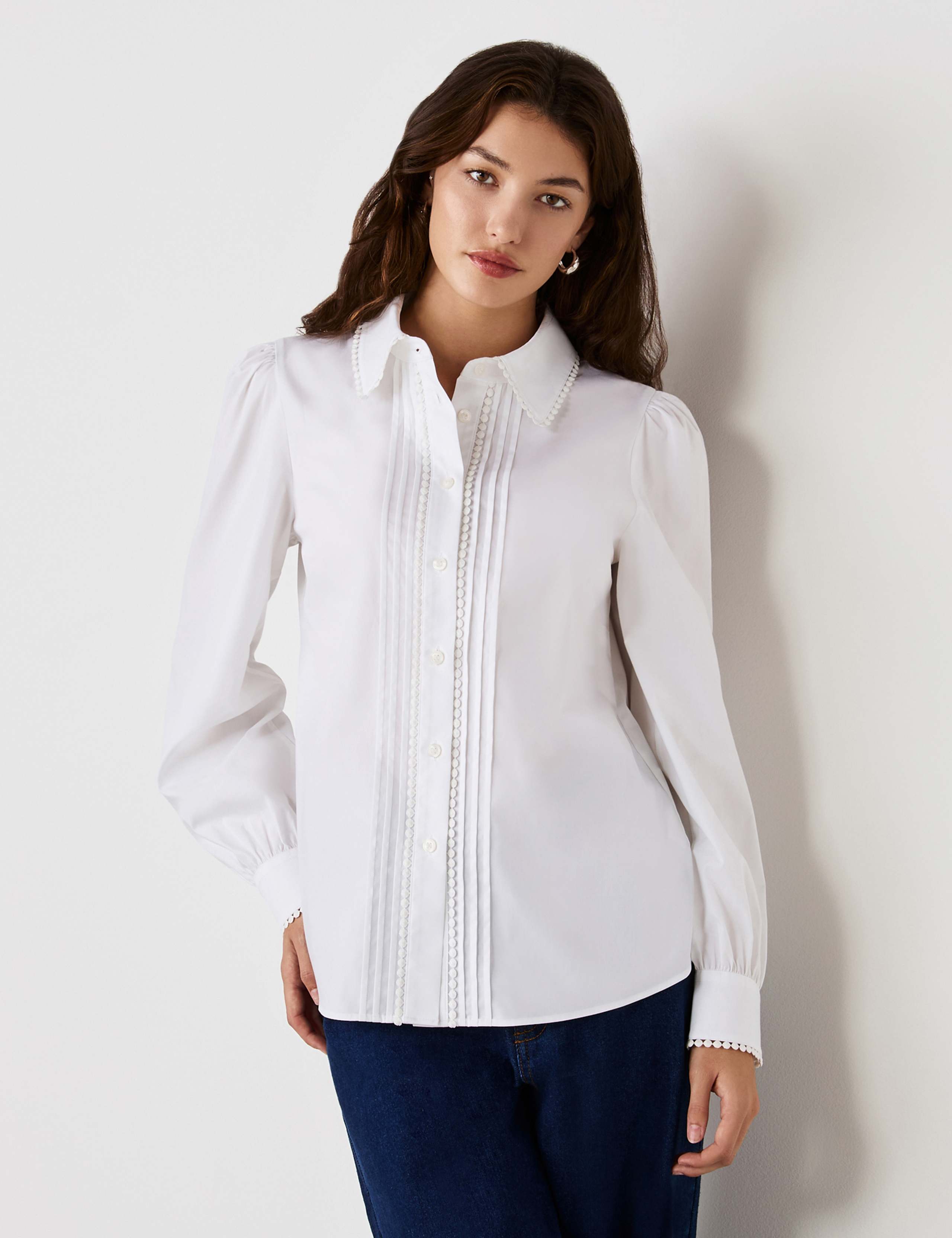Cotton Rich Pintuck Blouson Sleeve Shirt