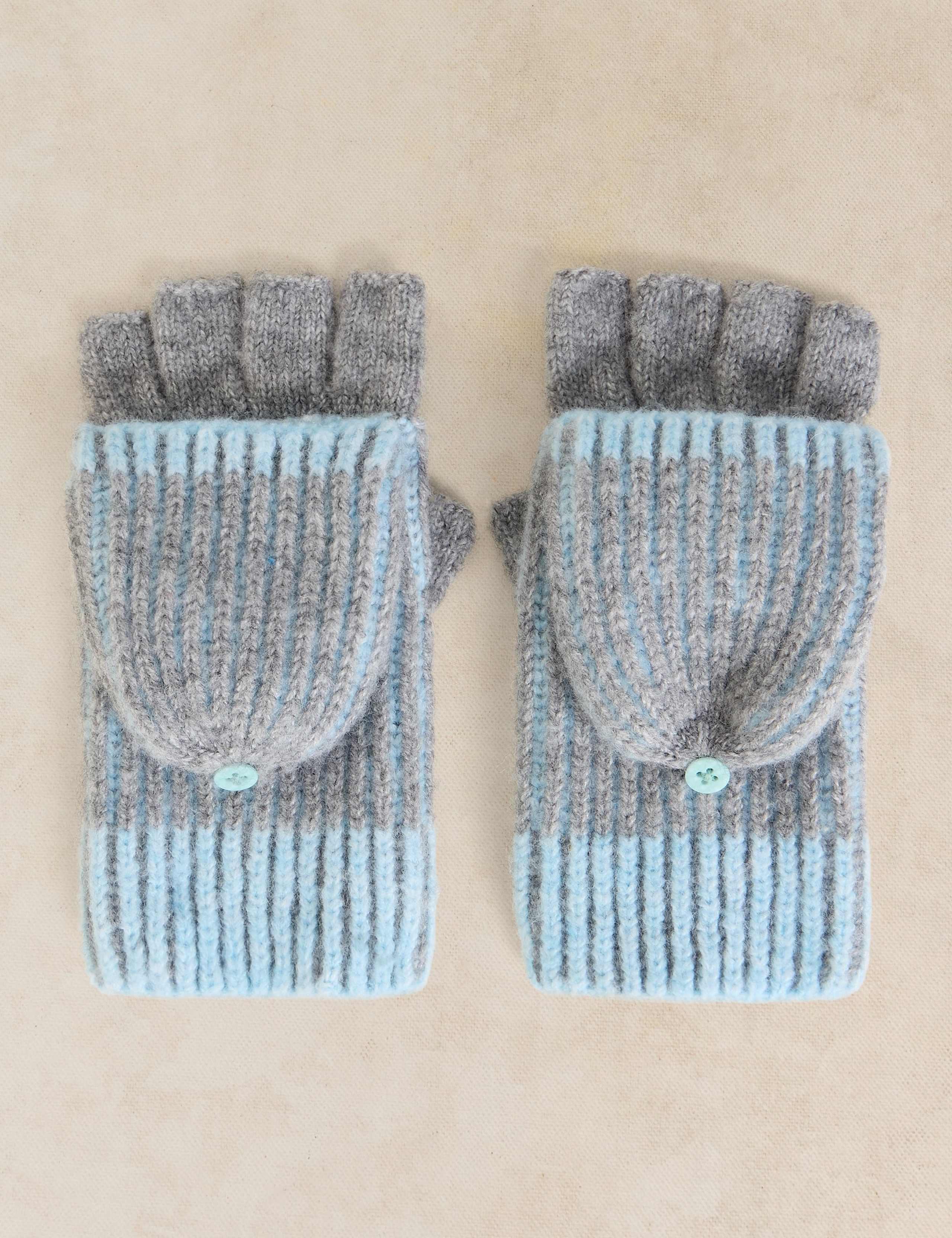 Two Tone Ribbed Flip Mittens