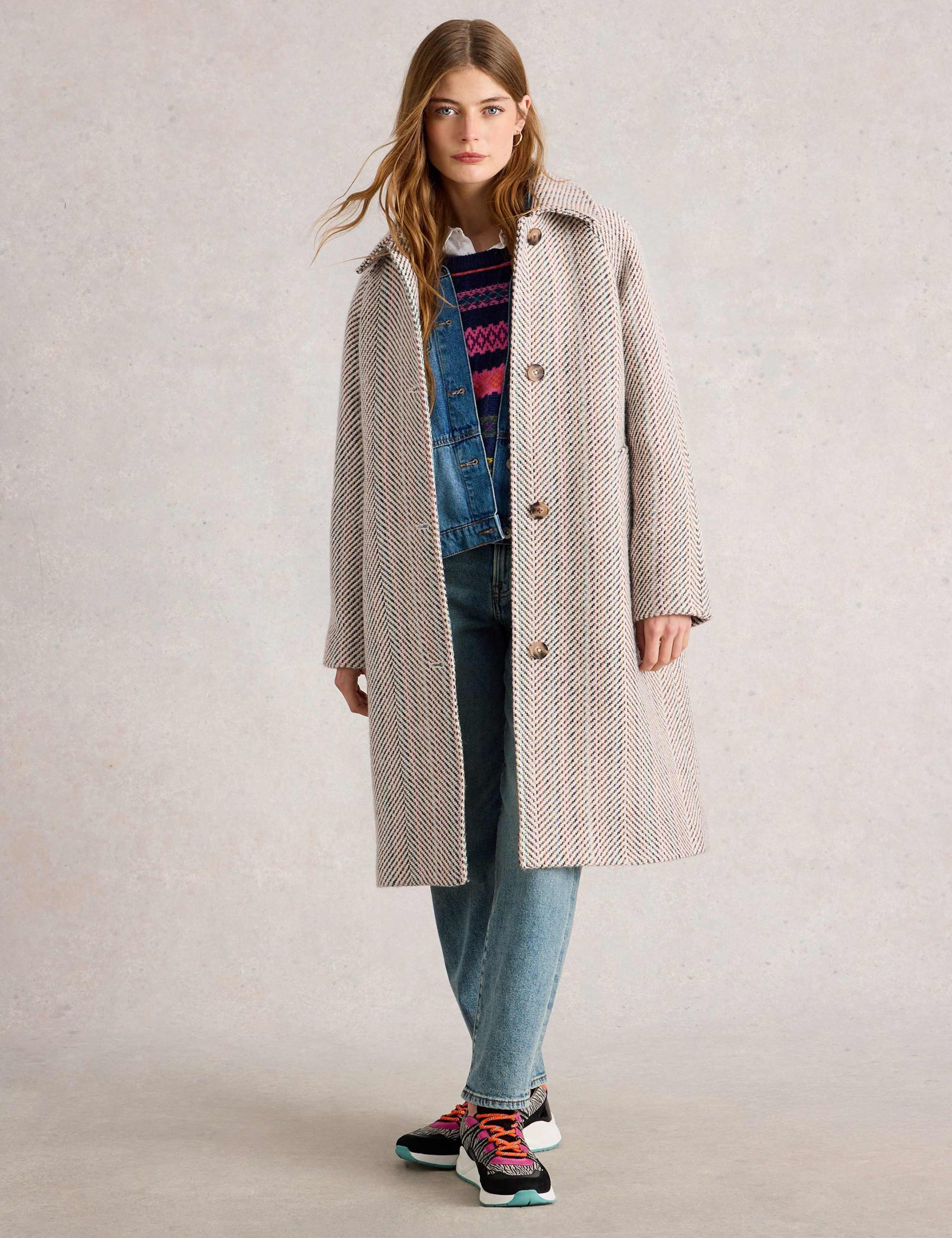 Wool Blend Herringbone Coat