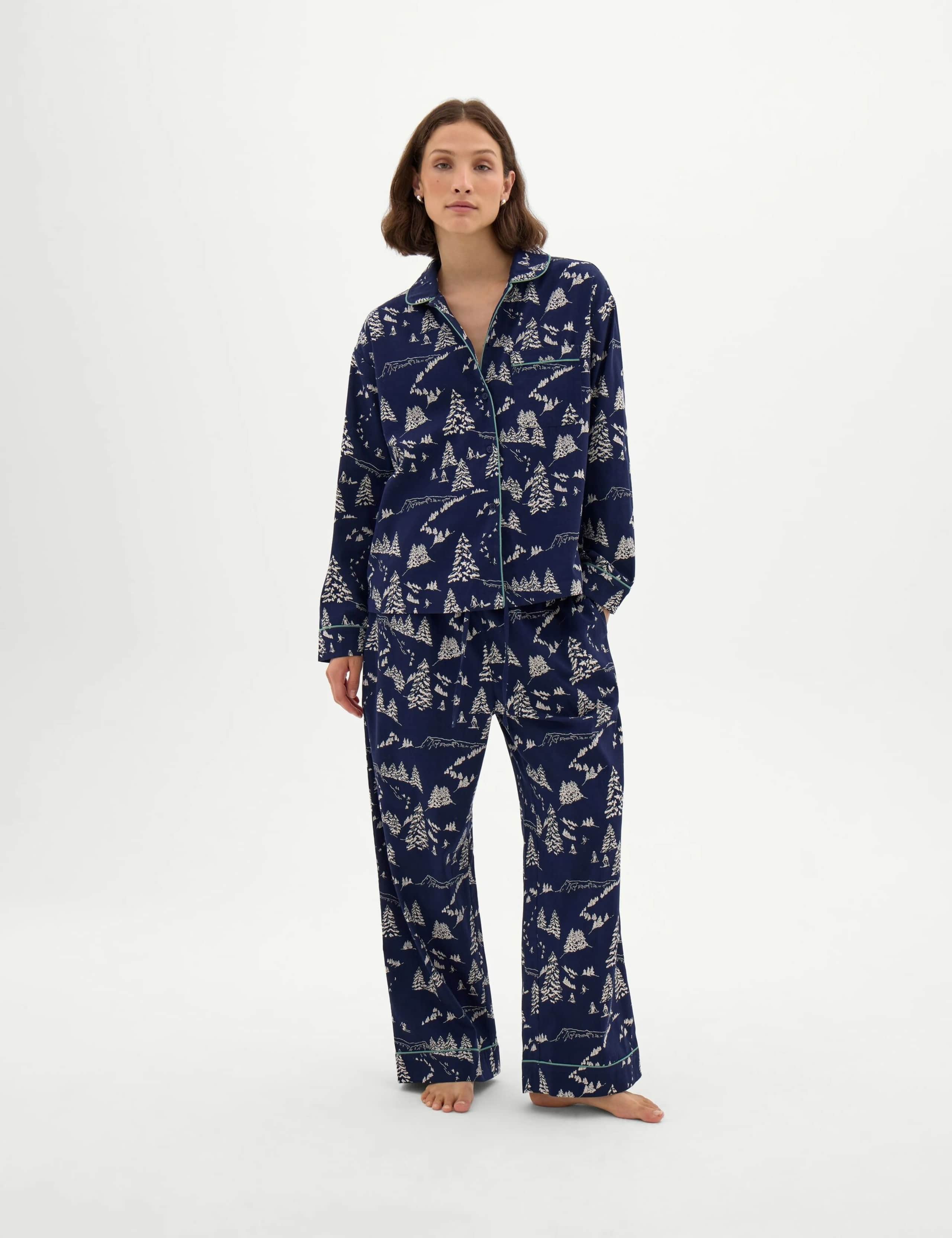 Brushed Cotton Printed Pyjama Set