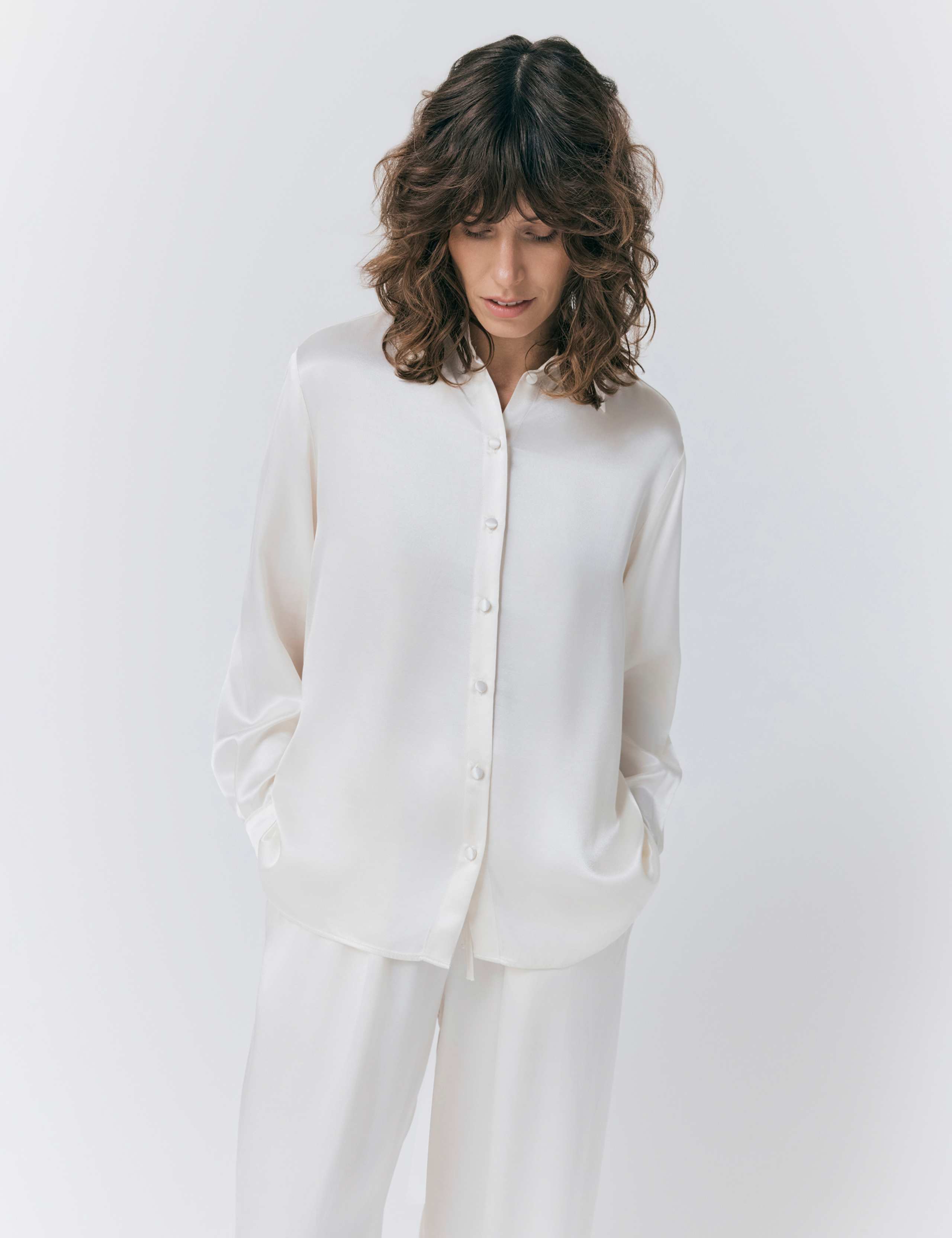 Satin Collared Button Through Shirt