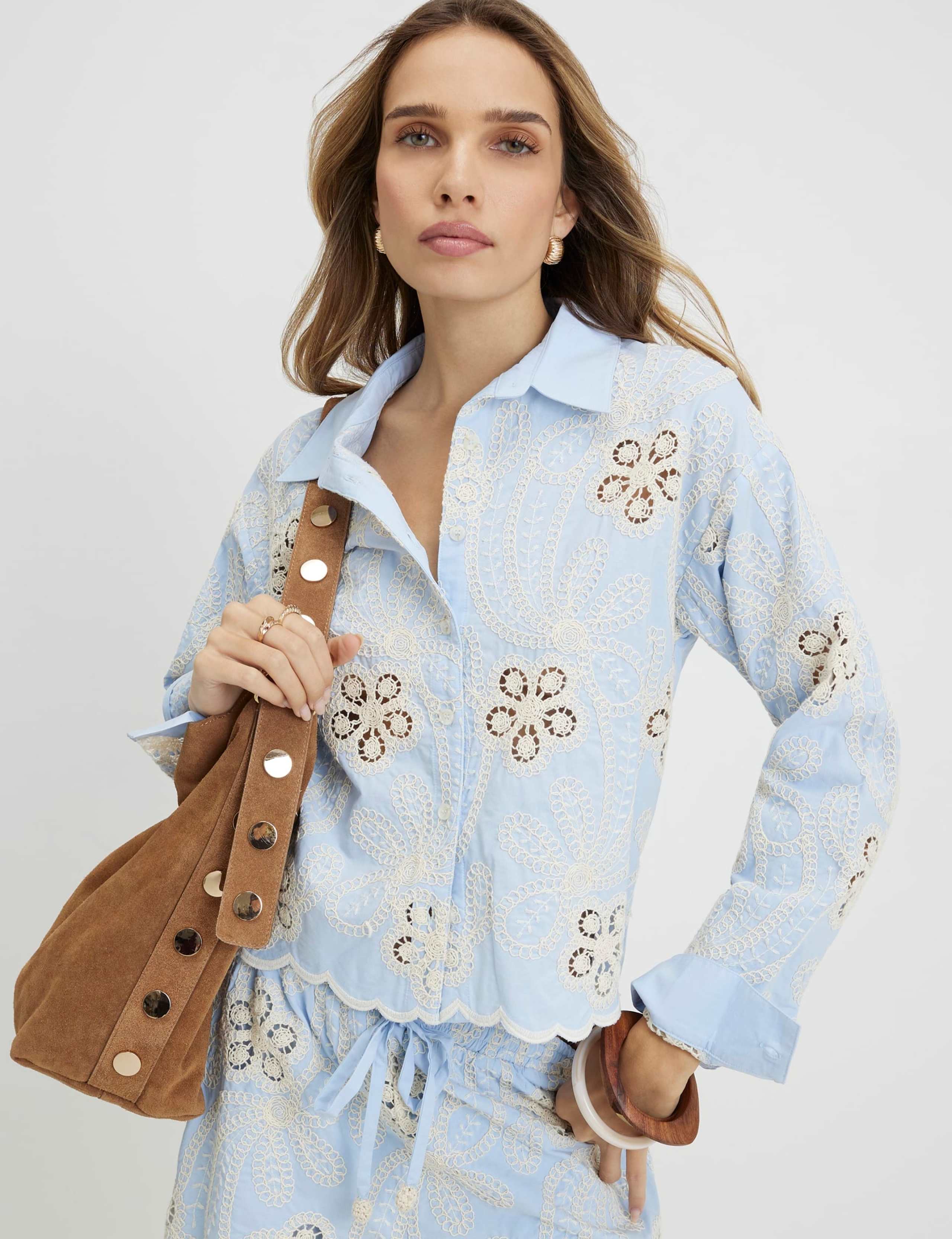 Cotton Blend Embroidered Shirt